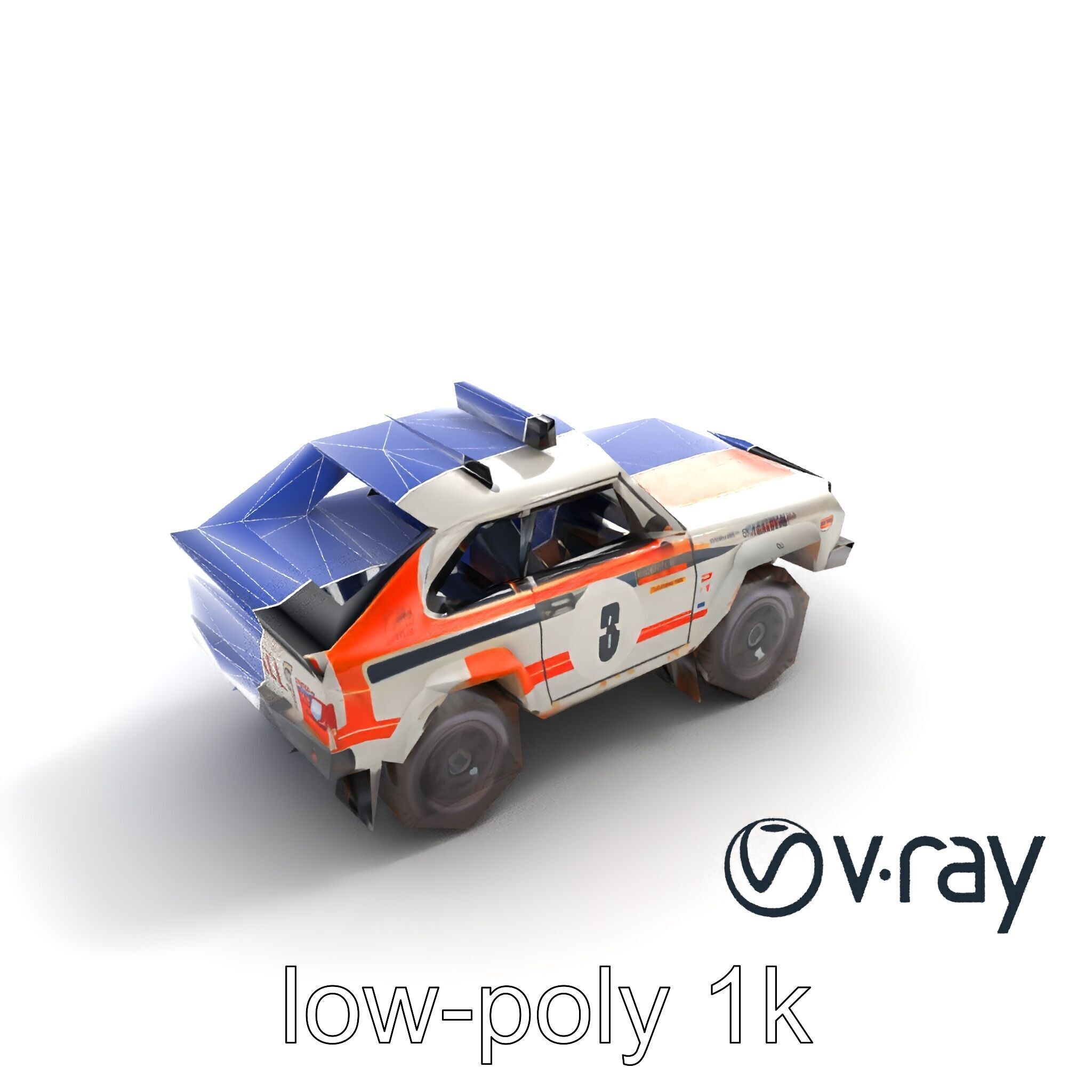 Retro Rally Car Model Pack with Aerodynamic Frame and Off-Roa... Low-poly 3D model_29