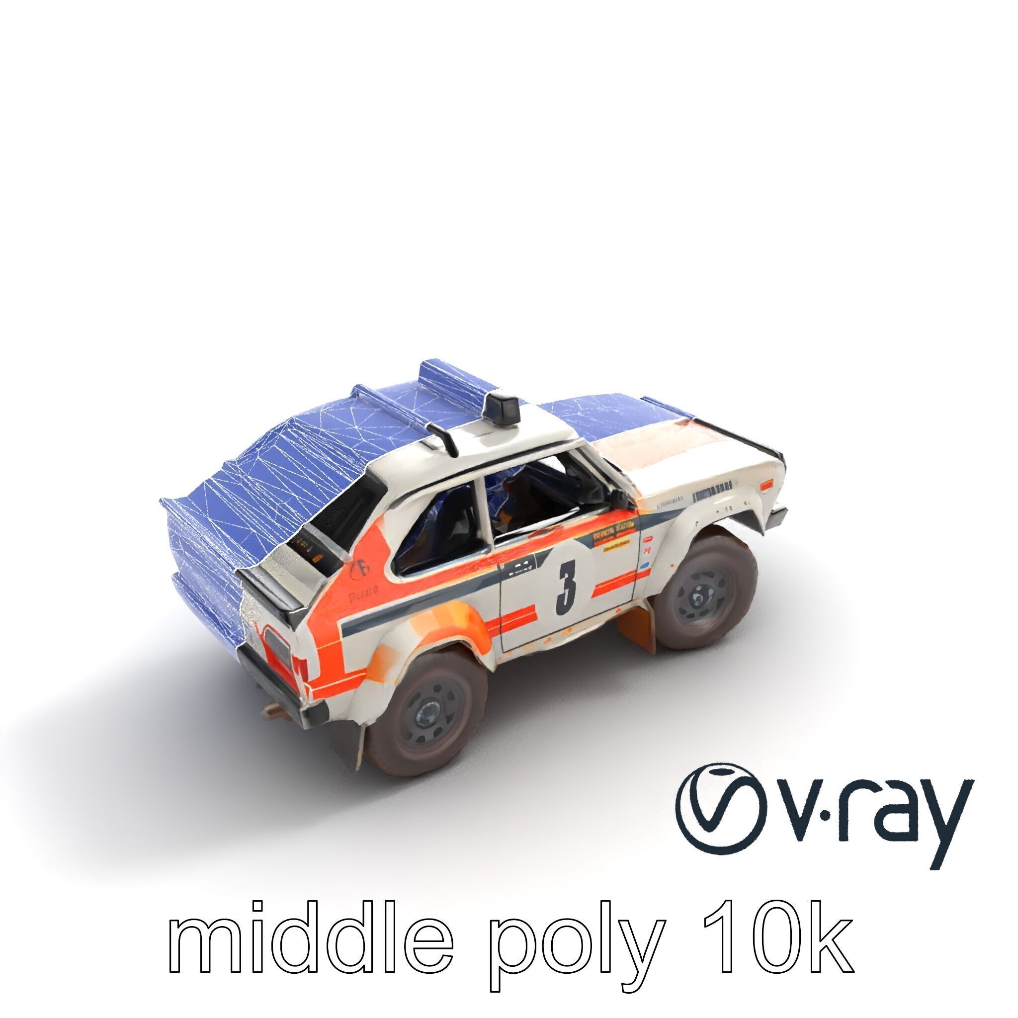 Retro Rally Car Model Pack with Aerodynamic Frame and Off-Roa... Low-poly 3D model_22