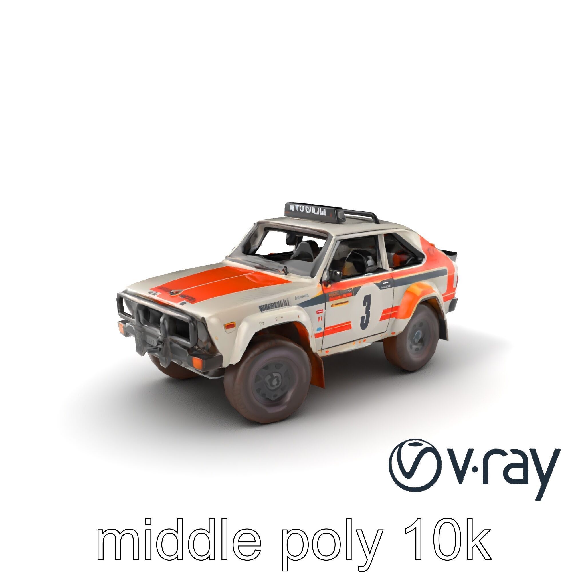 Retro Rally Car Model Pack with Aerodynamic Frame and Off-Roa... Low-poly 3D model_3