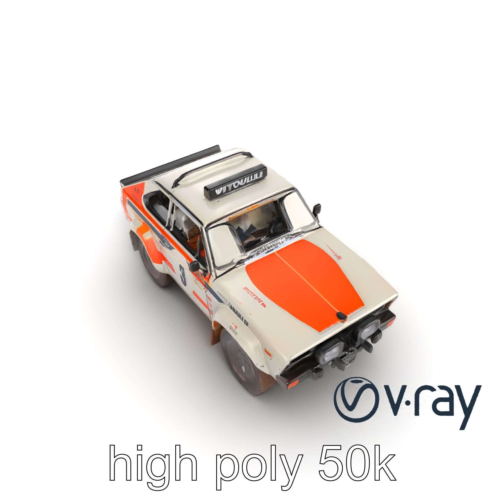Retro Rally Car Model Pack with Aerodynamic Frame and Off-Roa... Low-poly 3D model_12