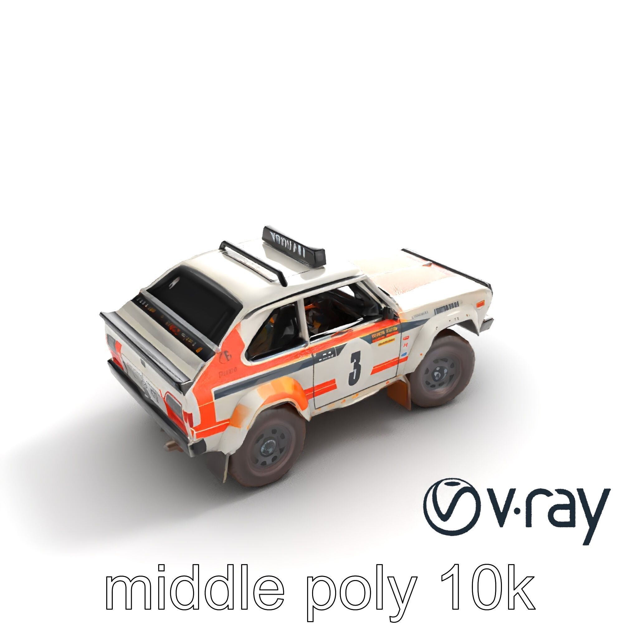 Retro Rally Car Model Pack with Aerodynamic Frame and Off-Roa... Low-poly 3D model_6