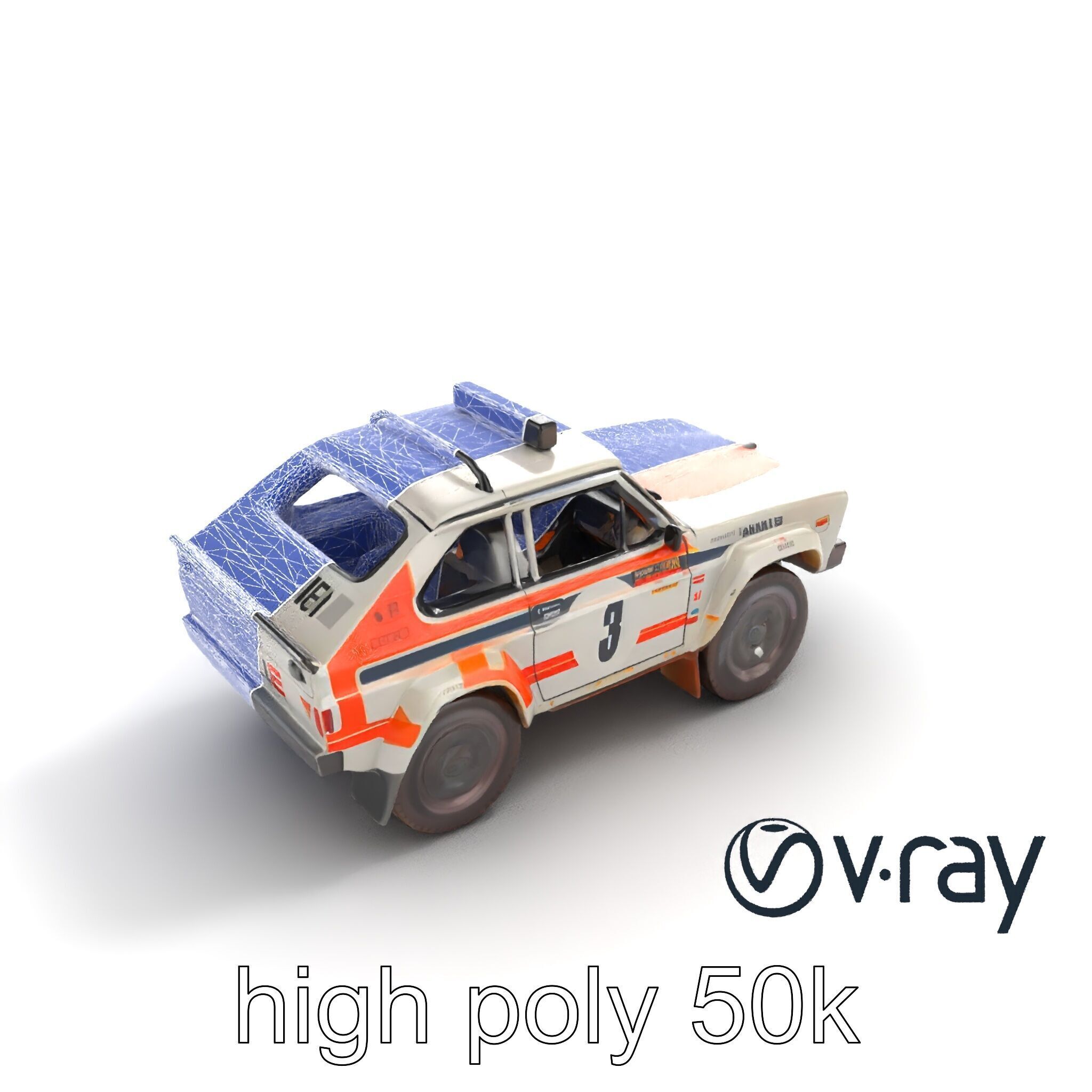 Retro Rally Car Model Pack with Aerodynamic Frame and Off-Roa... Low-poly 3D model_16