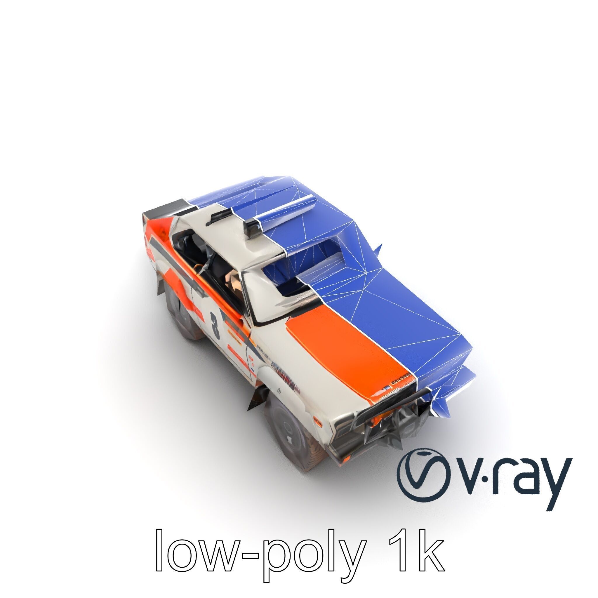 Retro Rally Car Model Pack with Aerodynamic Frame and Off-Roa... Low-poly 3D model_27