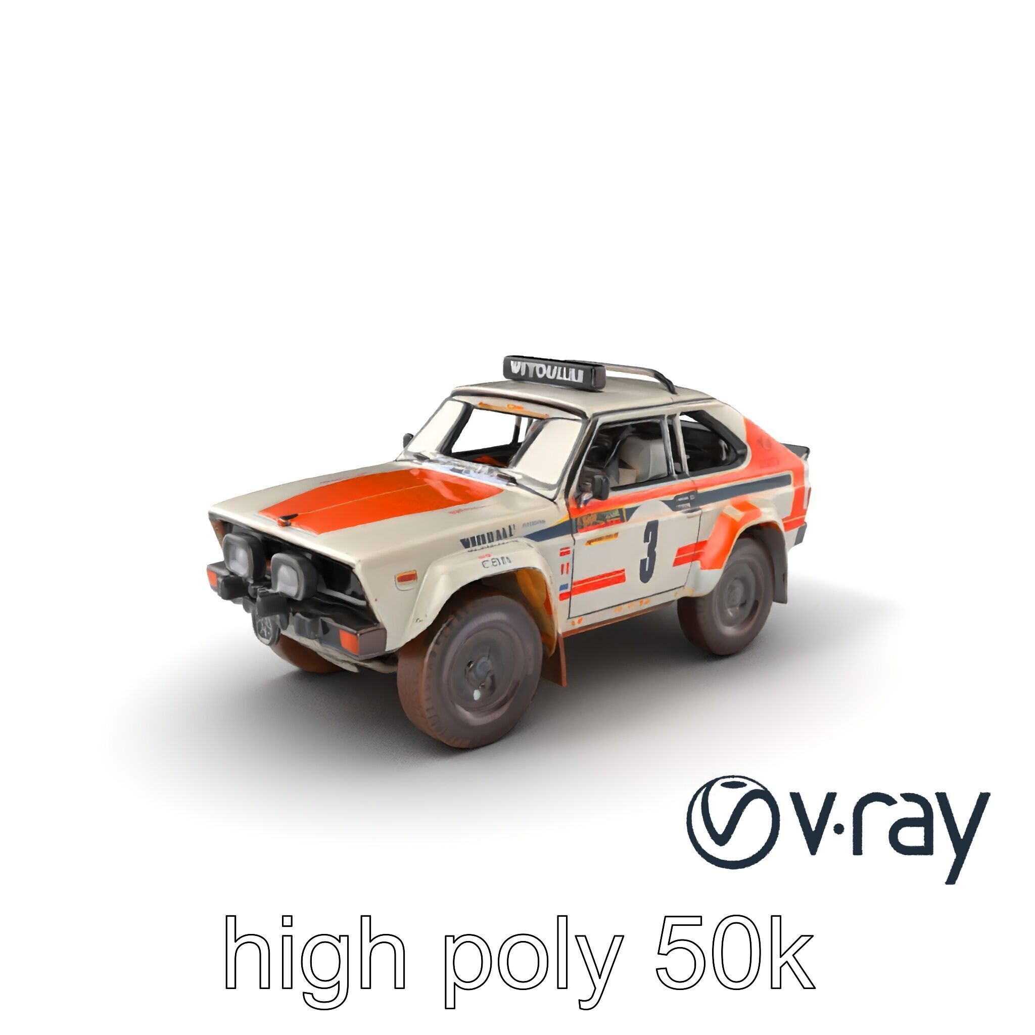Retro Rally Car Model Pack with Aerodynamic Frame and Off-Roa... Low-poly 3D model_5