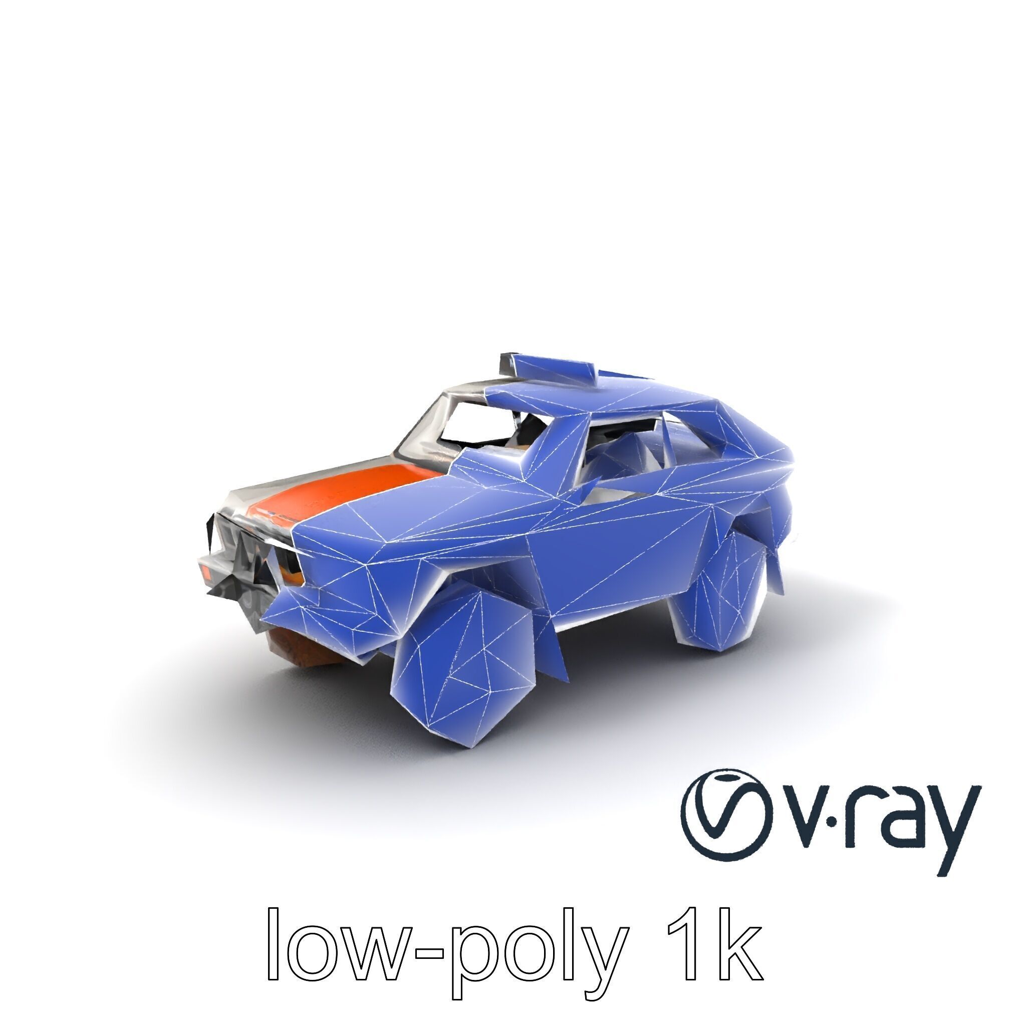 Retro Rally Car Model Pack with Aerodynamic Frame and Off-Roa... Low-poly 3D model_7