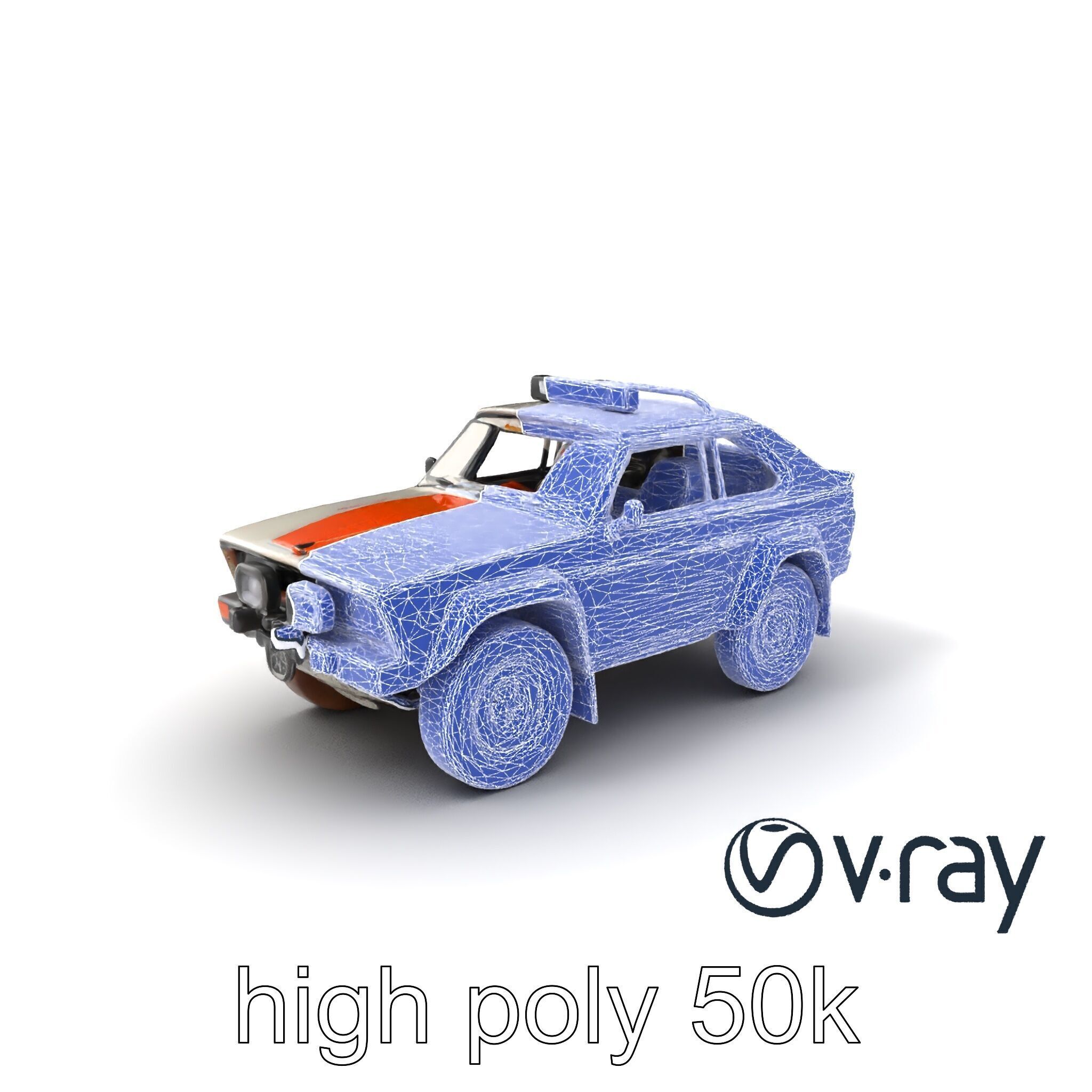 Retro Rally Car Model Pack with Aerodynamic Frame and Off-Roa... Low-poly 3D model_11