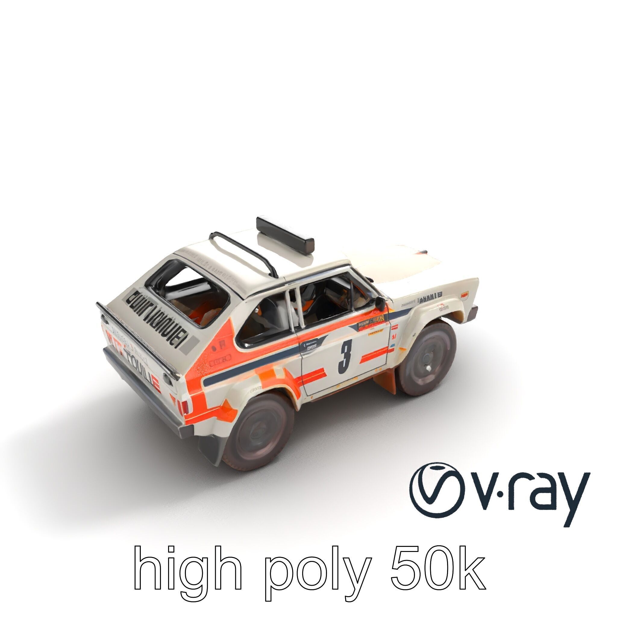 Retro Rally Car Model Pack with Aerodynamic Frame and Off-Roa... Low-poly 3D model_8