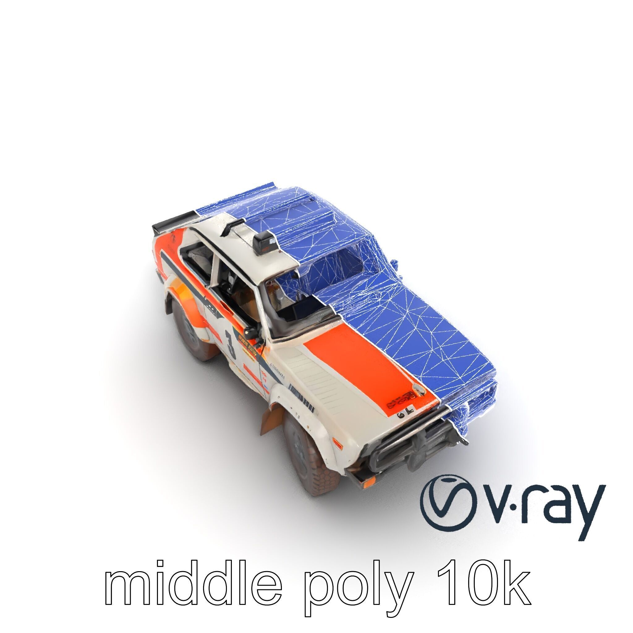 Retro Rally Car Model Pack with Aerodynamic Frame and Off-Roa... Low-poly 3D model_26