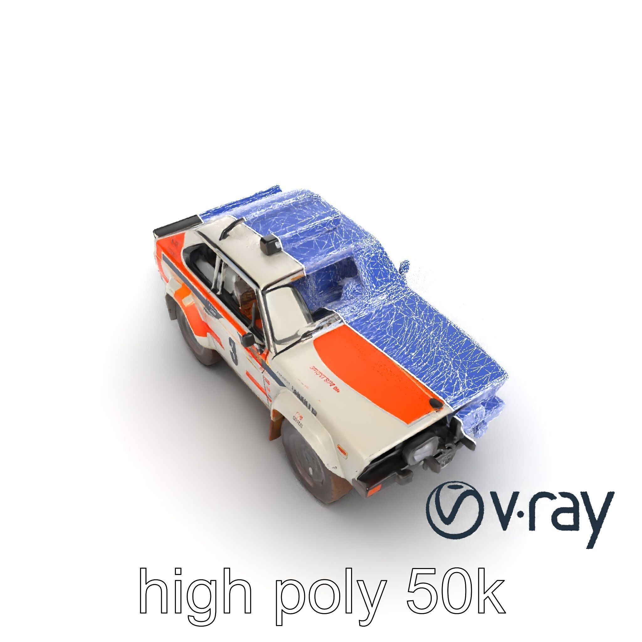 Retro Rally Car Model Pack with Aerodynamic Frame and Off-Roa... Low-poly 3D model_31
