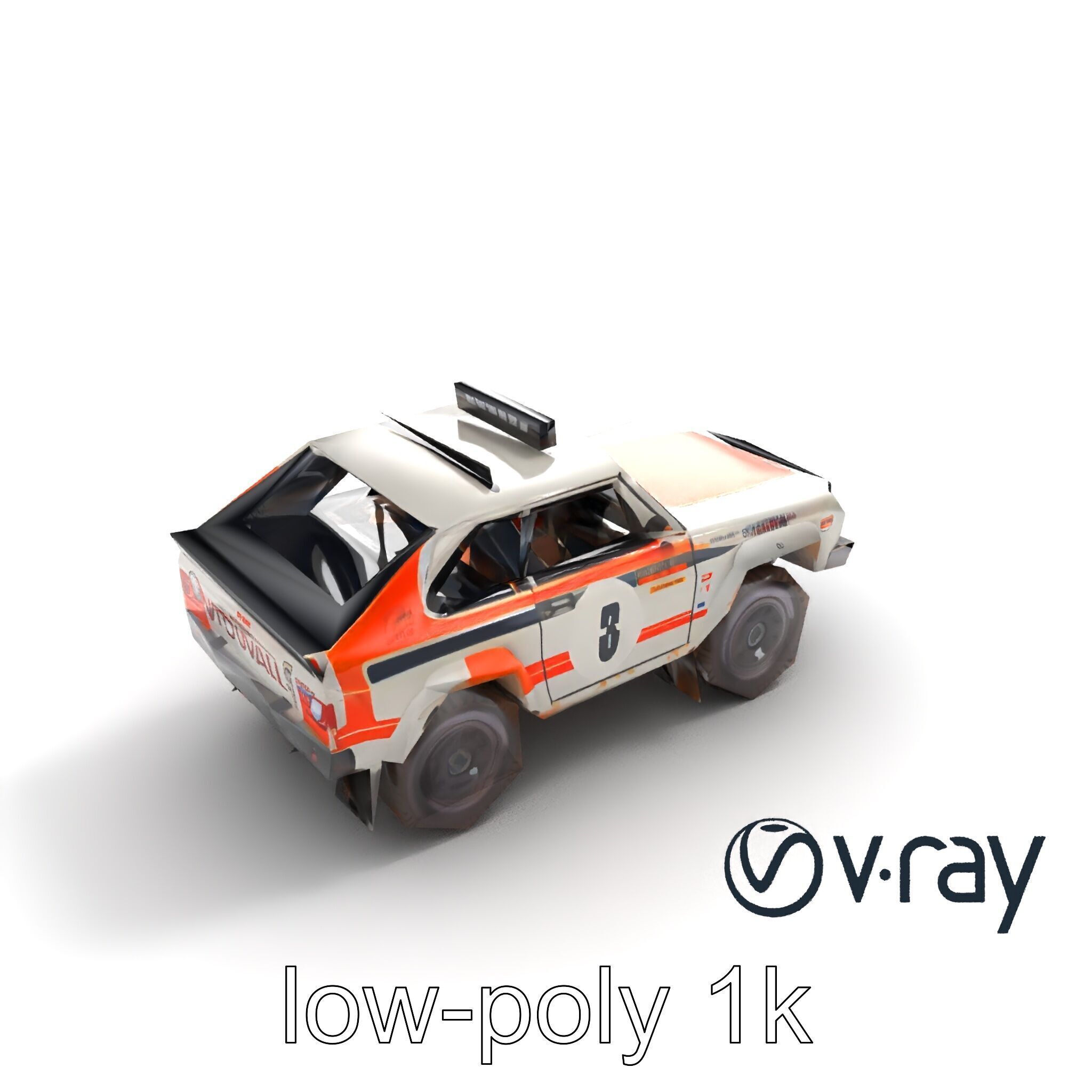 Retro Rally Car Model Pack with Aerodynamic Frame and Off-Roa... Low-poly 3D model_10
