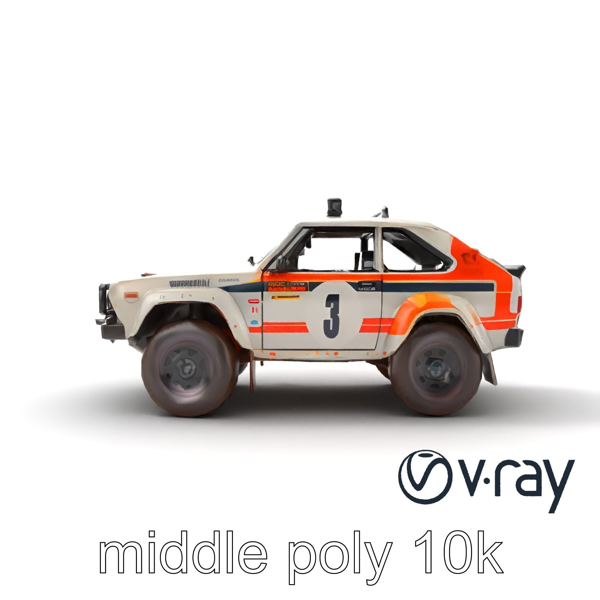 Retro Rally Car Model Pack with Aerodynamic Frame and Off-Roa... Low-poly 3D model_13