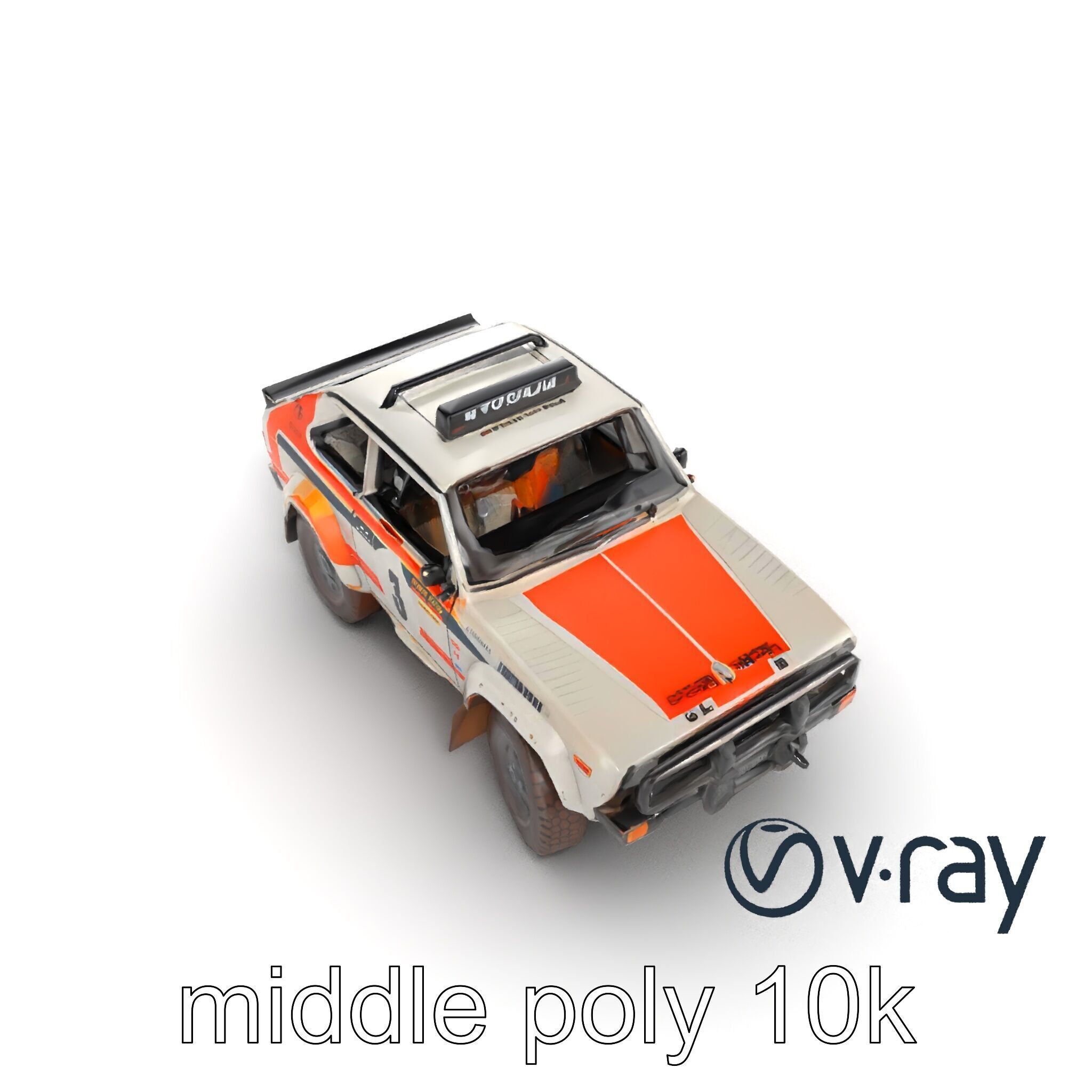 Retro Rally Car Model Pack with Aerodynamic Frame and Off-Roa... Low-poly 3D model_9