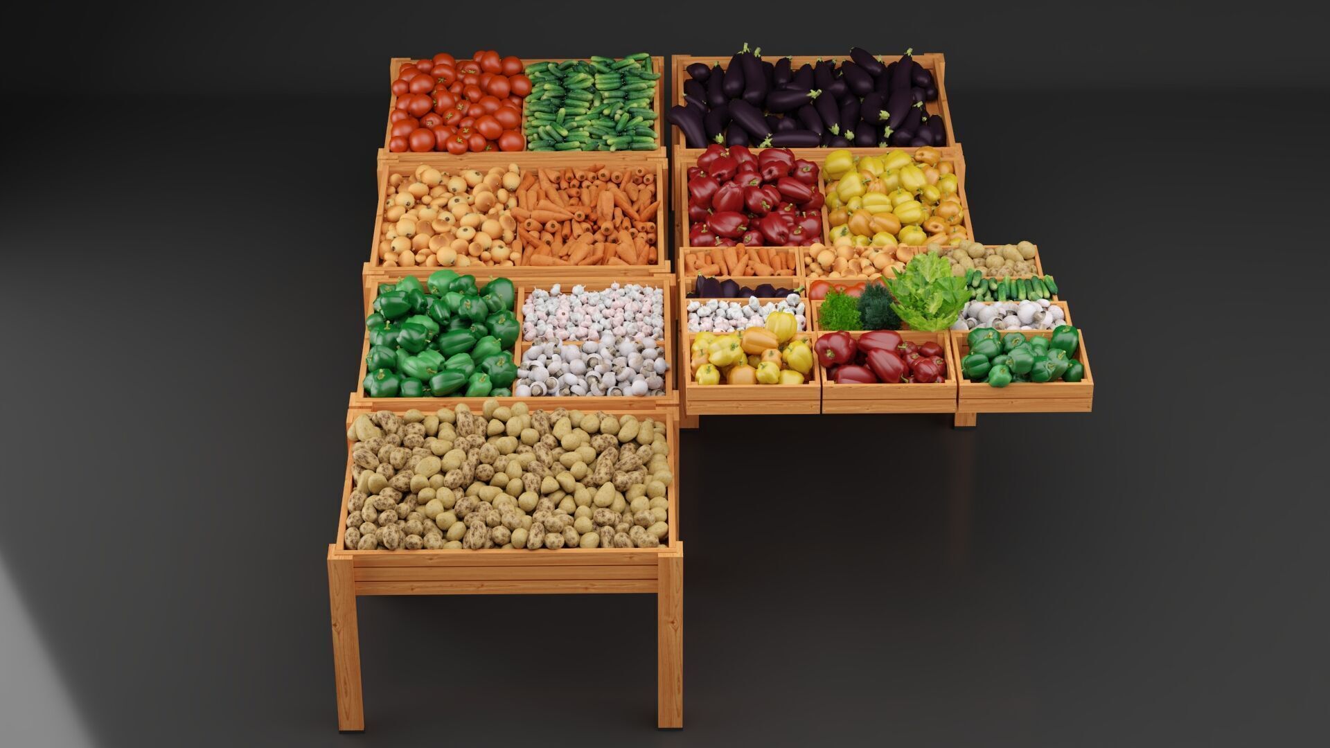 Set of Fresh Vegetables to the Store 3D model_4