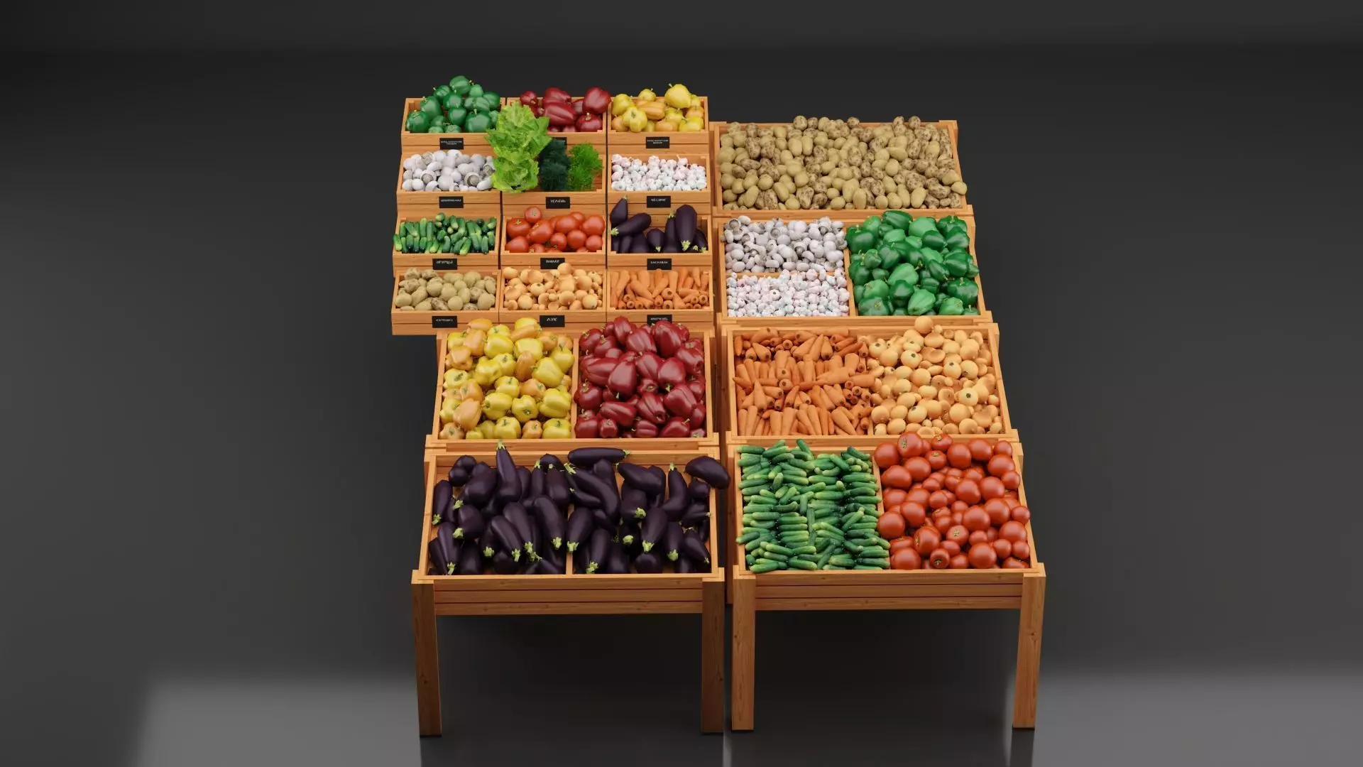 Set of Fresh Vegetables to the Store 3D model_0