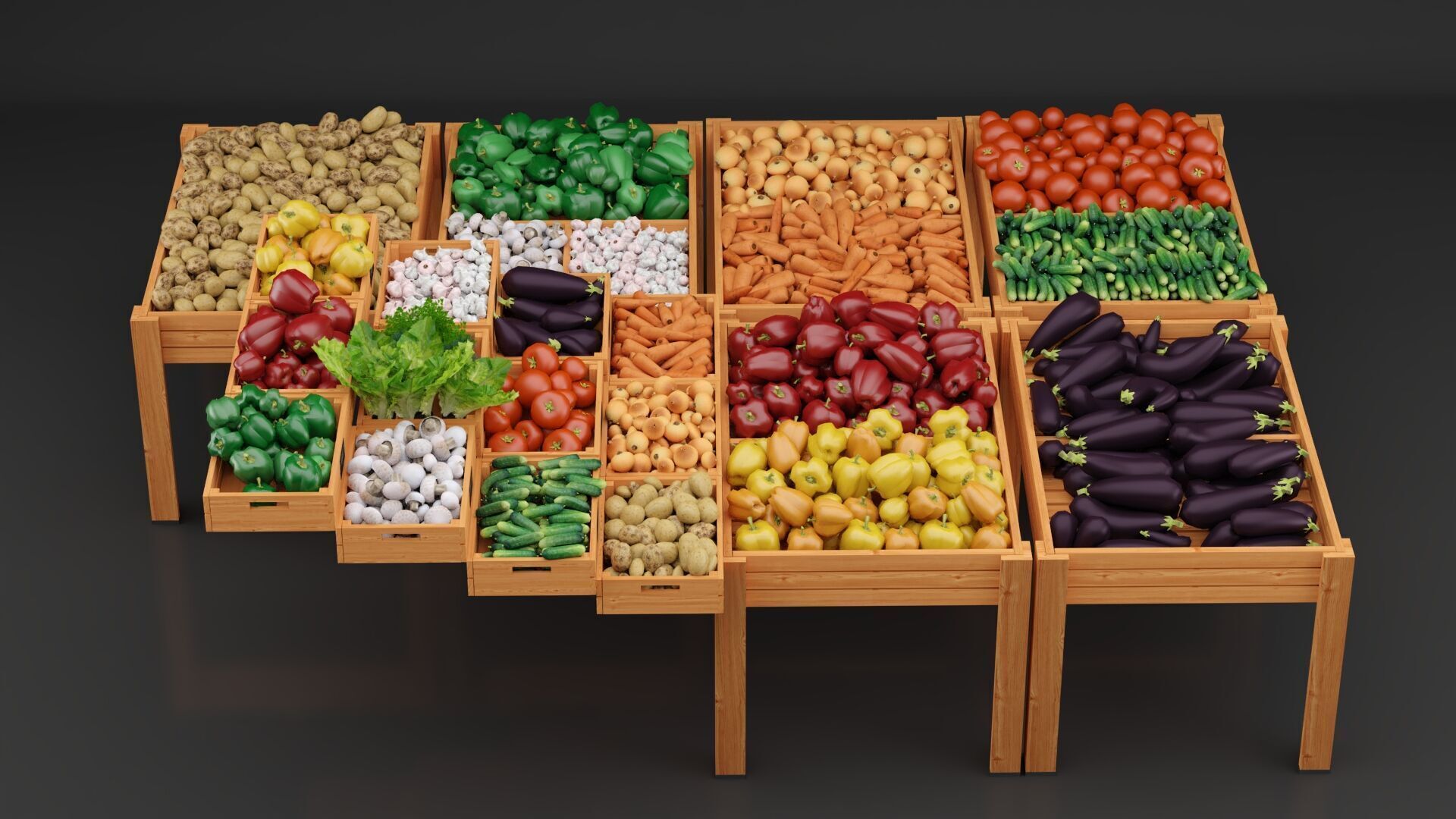 Set of Fresh Vegetables to the Store 3D model_2