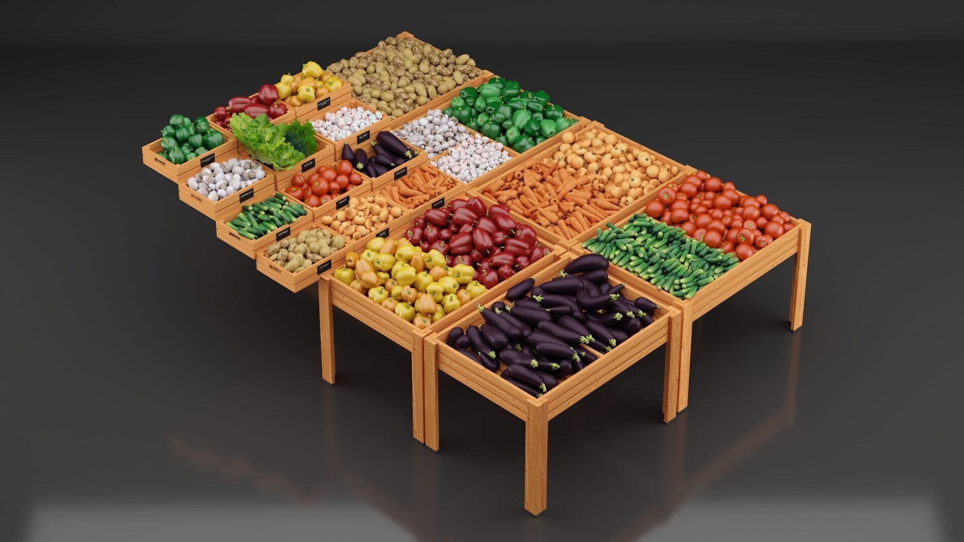 Set of Fresh Vegetables to the Store 3D model_1
