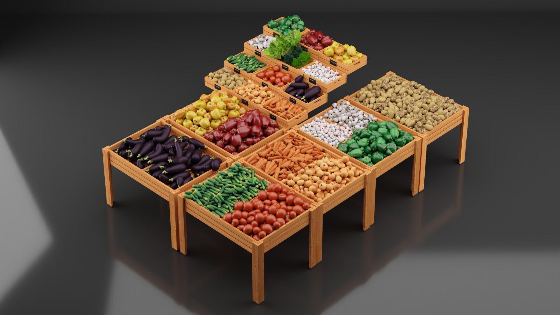 Set of Fresh Vegetables to the Store 3D model_7