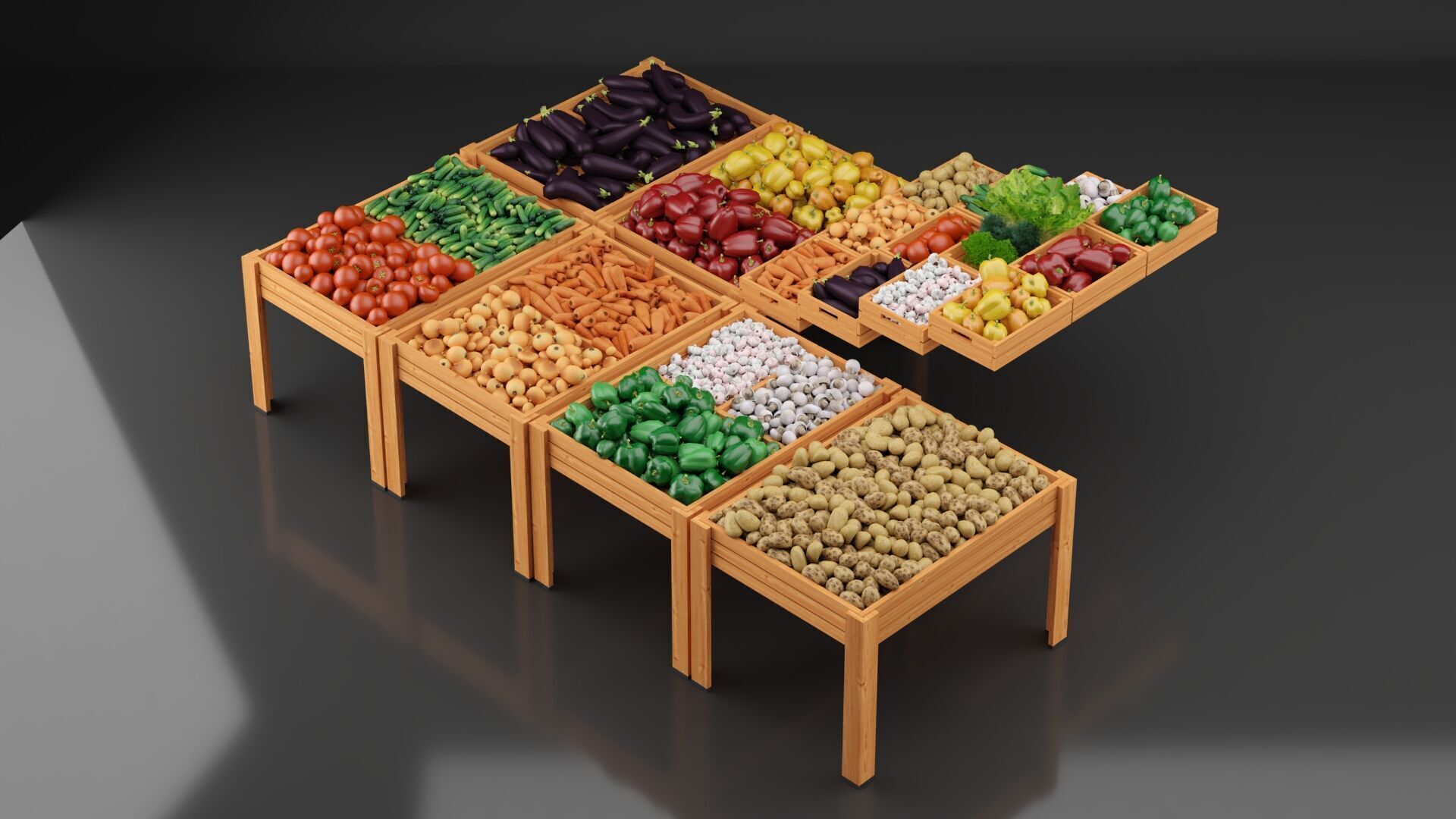 Set of Fresh Vegetables to the Store 3D model_5