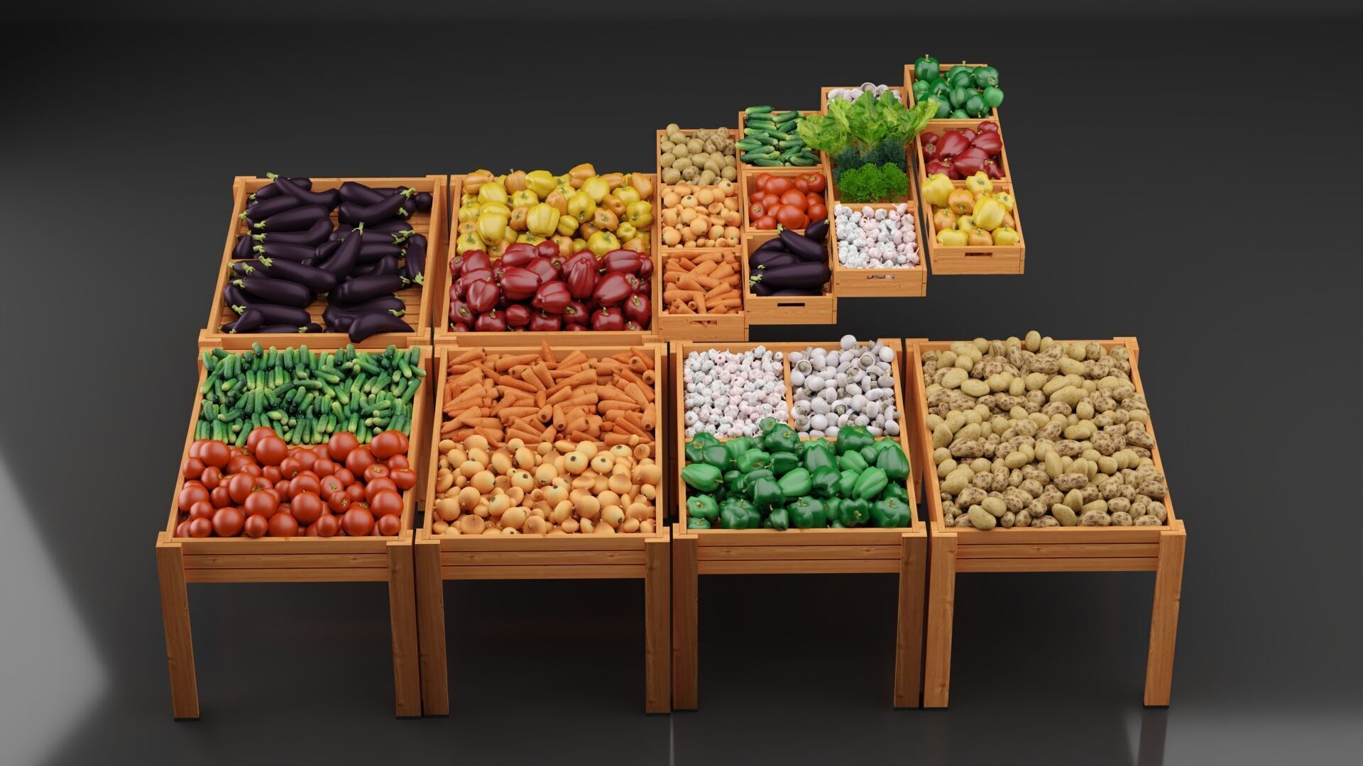 Set of Fresh Vegetables to the Store 3D model_6