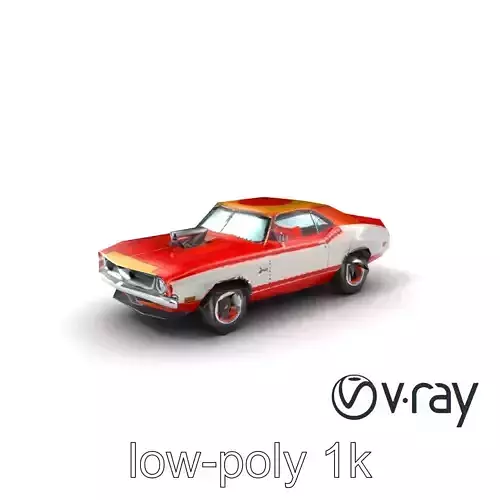 Retro Muscle Car 1970s American model pack Low-poly 3D model