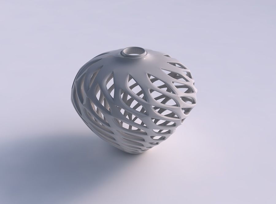 Vase flared with smooth beveled cuts twisted and squeezed 3D print model_0