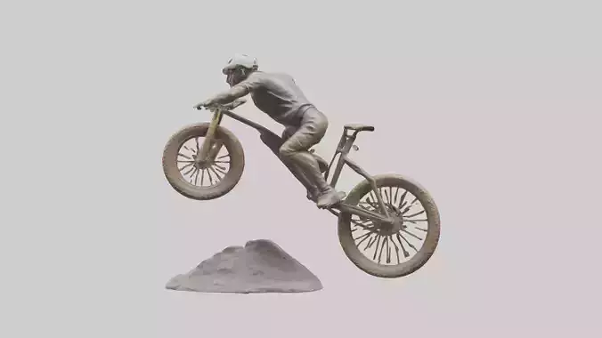 Mountain Biker in Action statue model