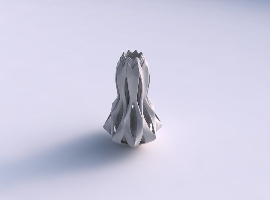 Vase lotus with two layerd smooth cuts long neck 3D print model_0