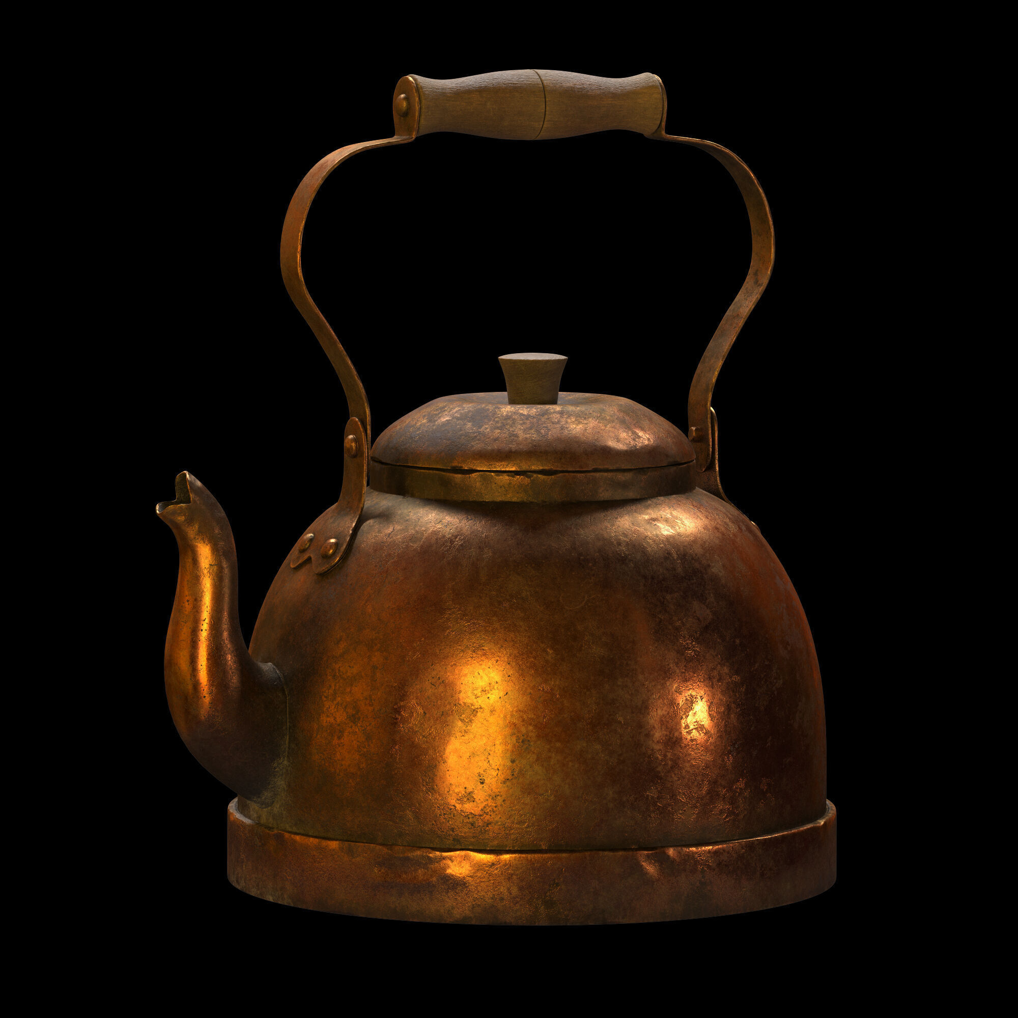 Old brass teapot 3D model_9