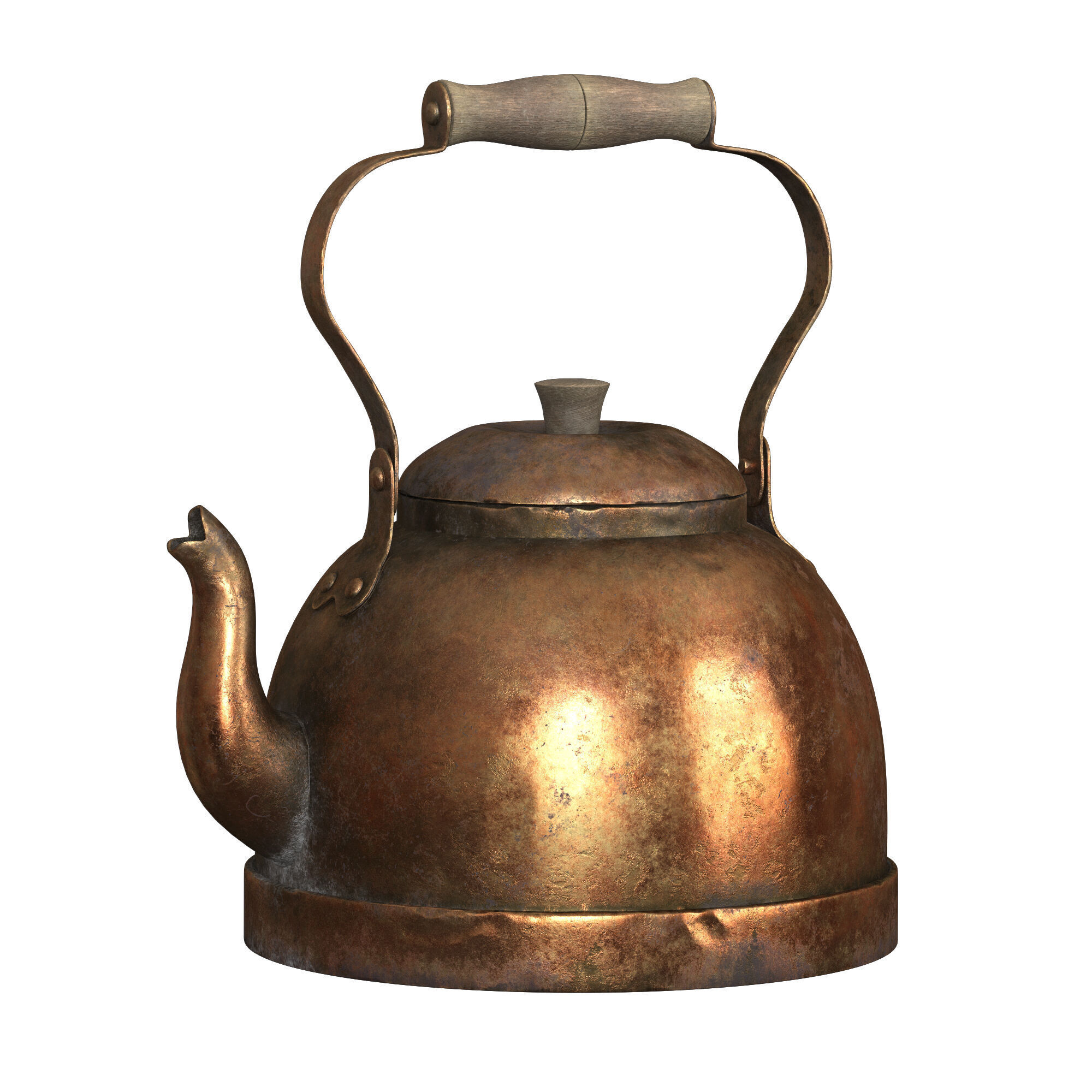 Old brass teapot 3D model_2