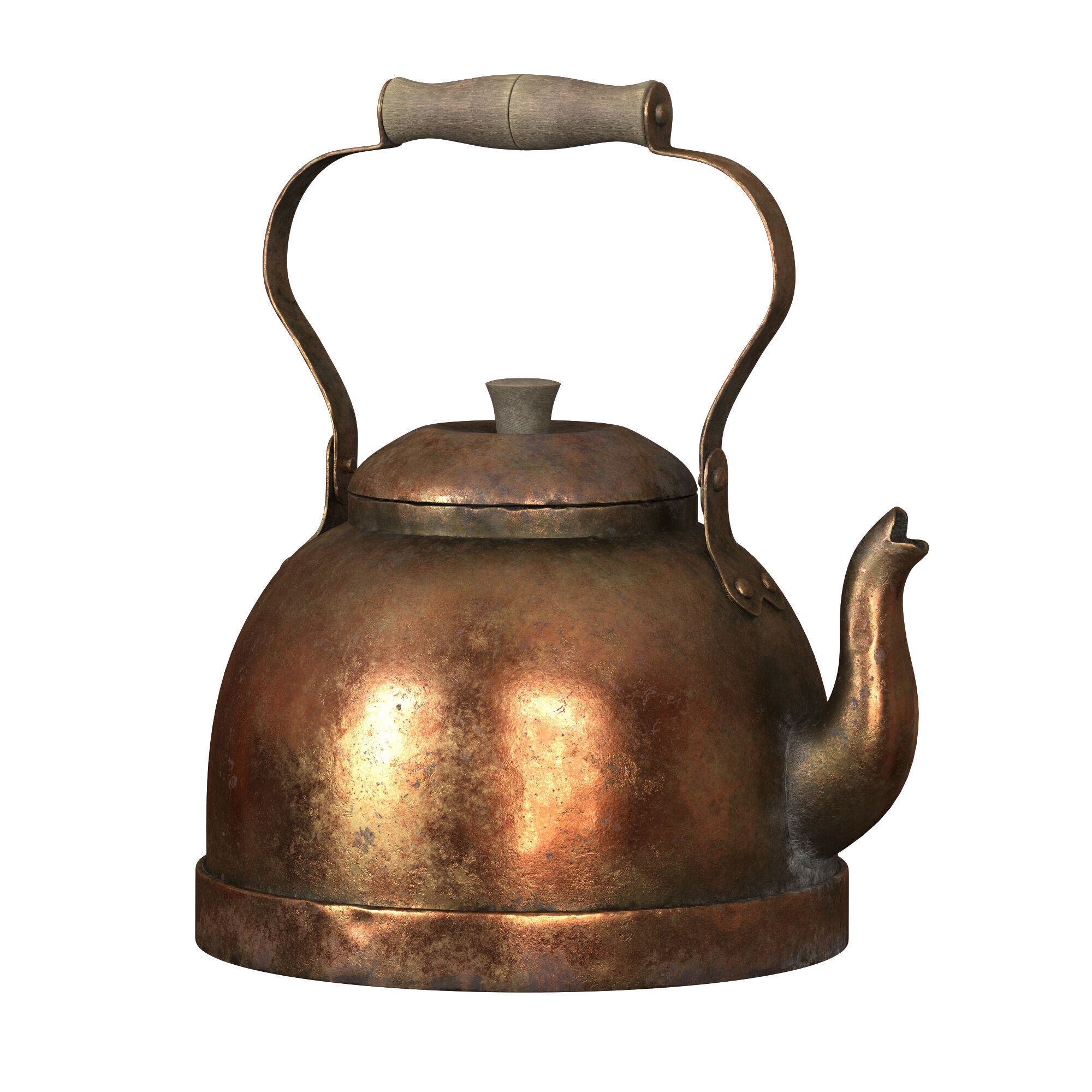 Old brass teapot 3D model_3