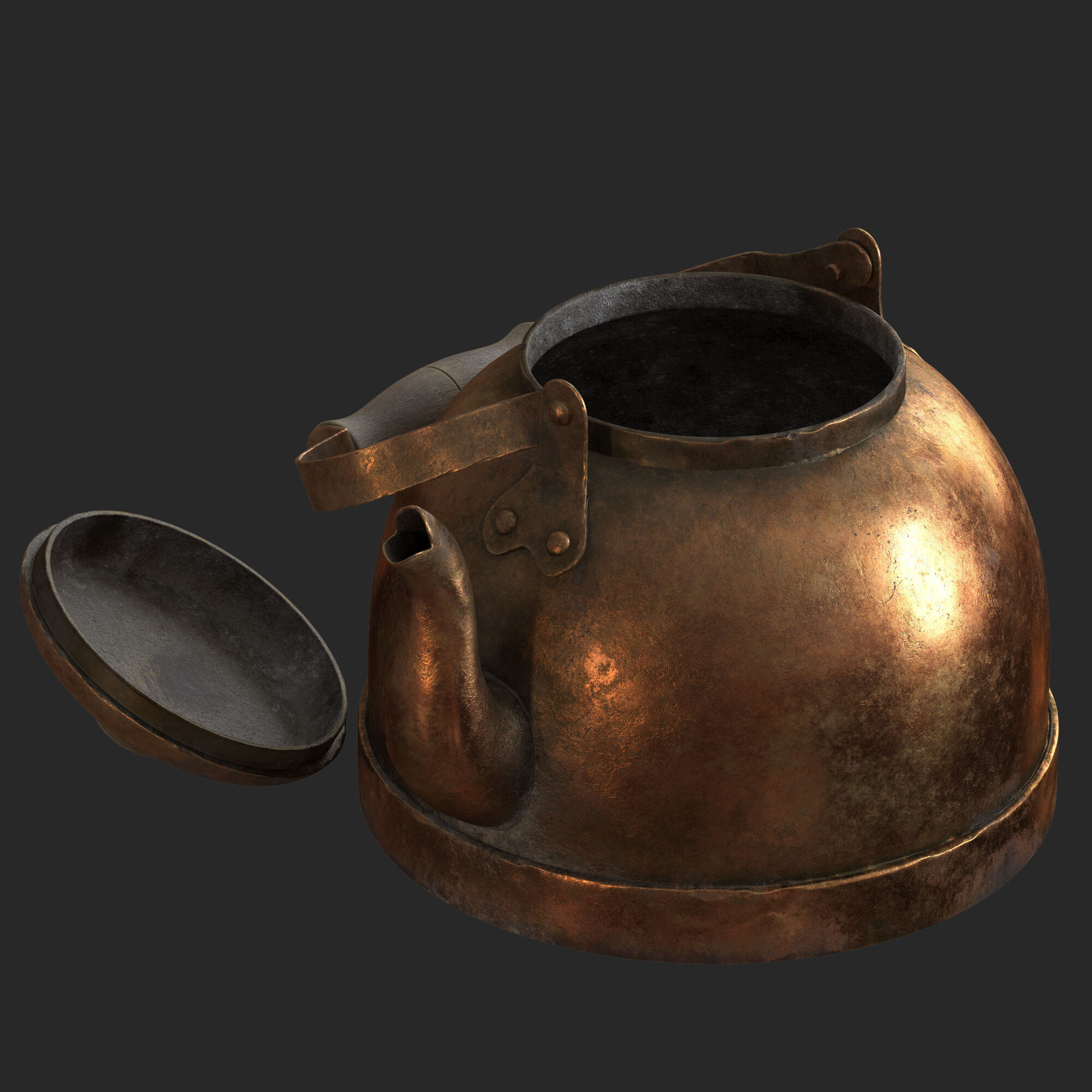 Old brass teapot 3D model_7