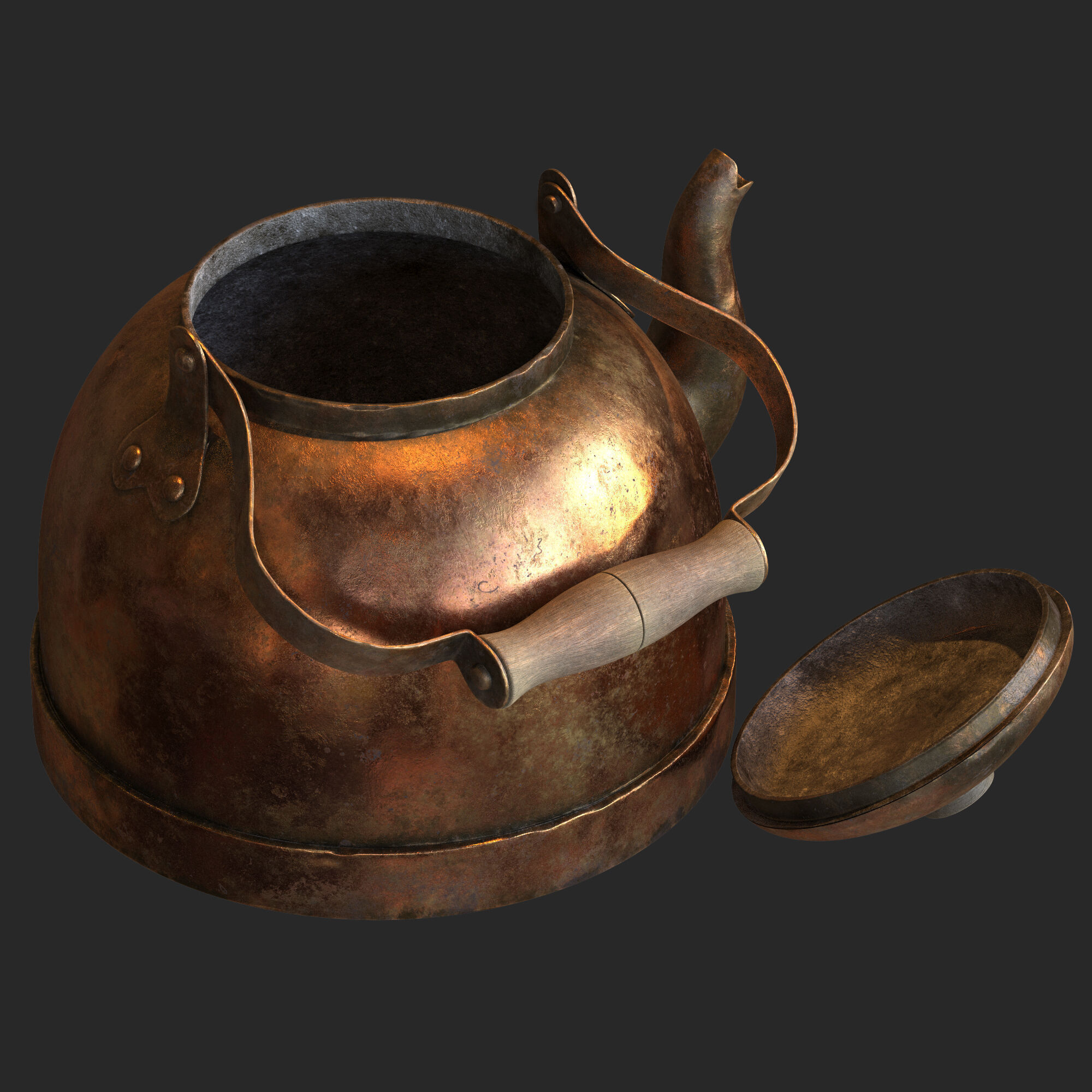 Old brass teapot 3D model_8