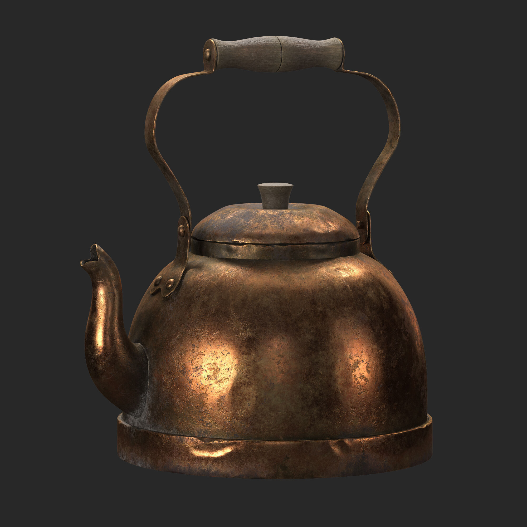 Old brass teapot 3D model_12