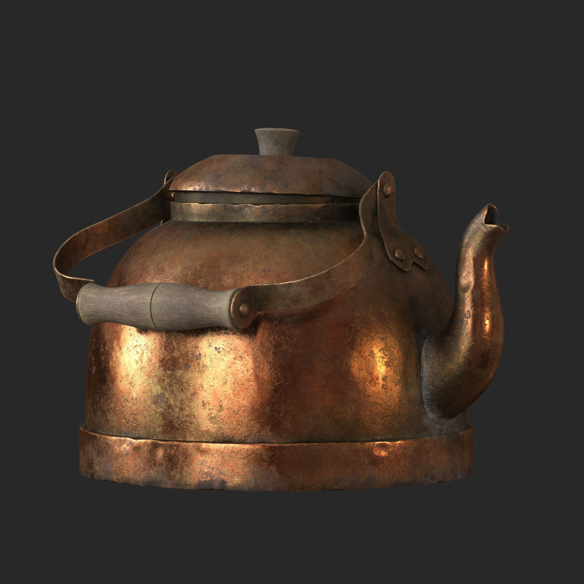 Old brass teapot 3D model_5