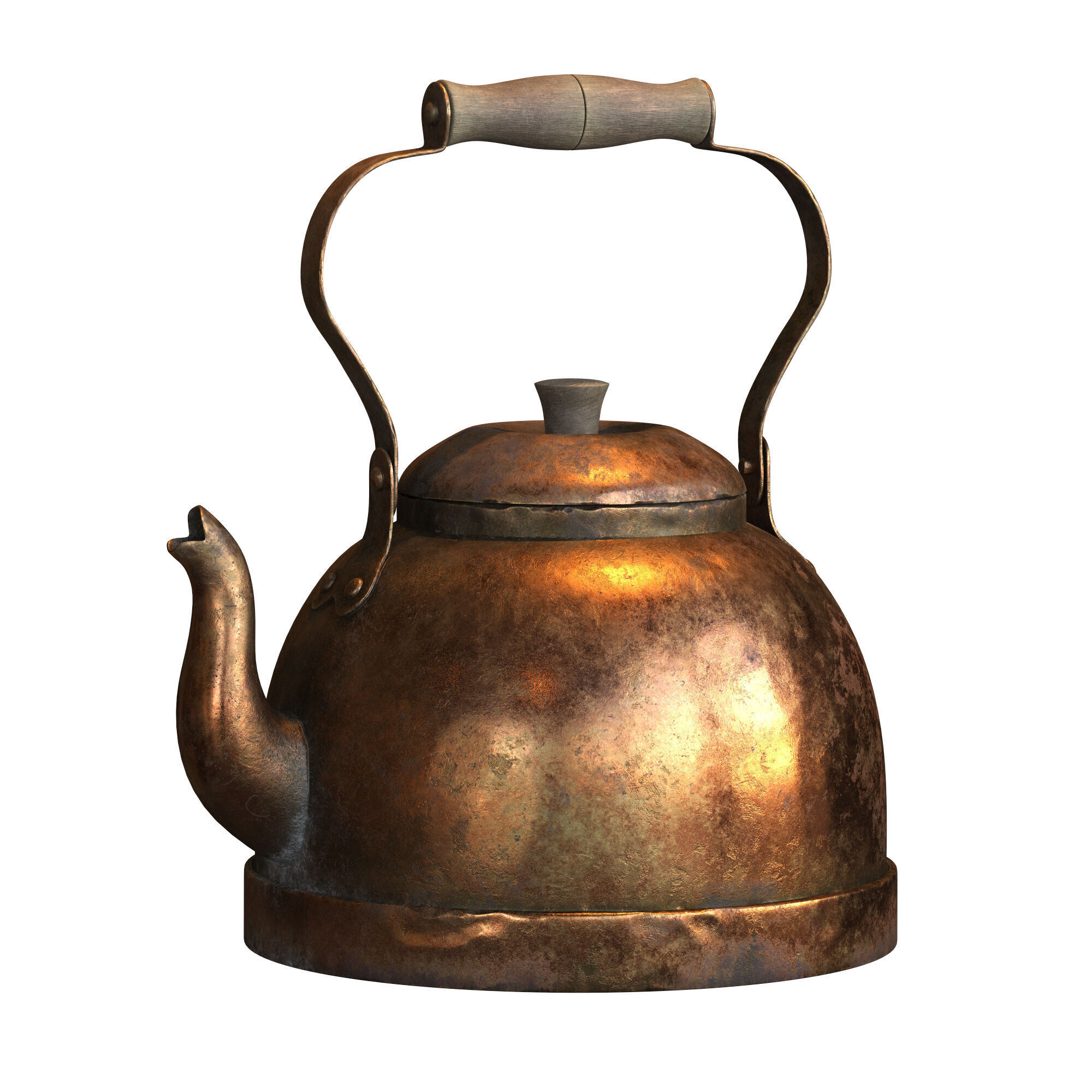 Old brass teapot 3D model_1