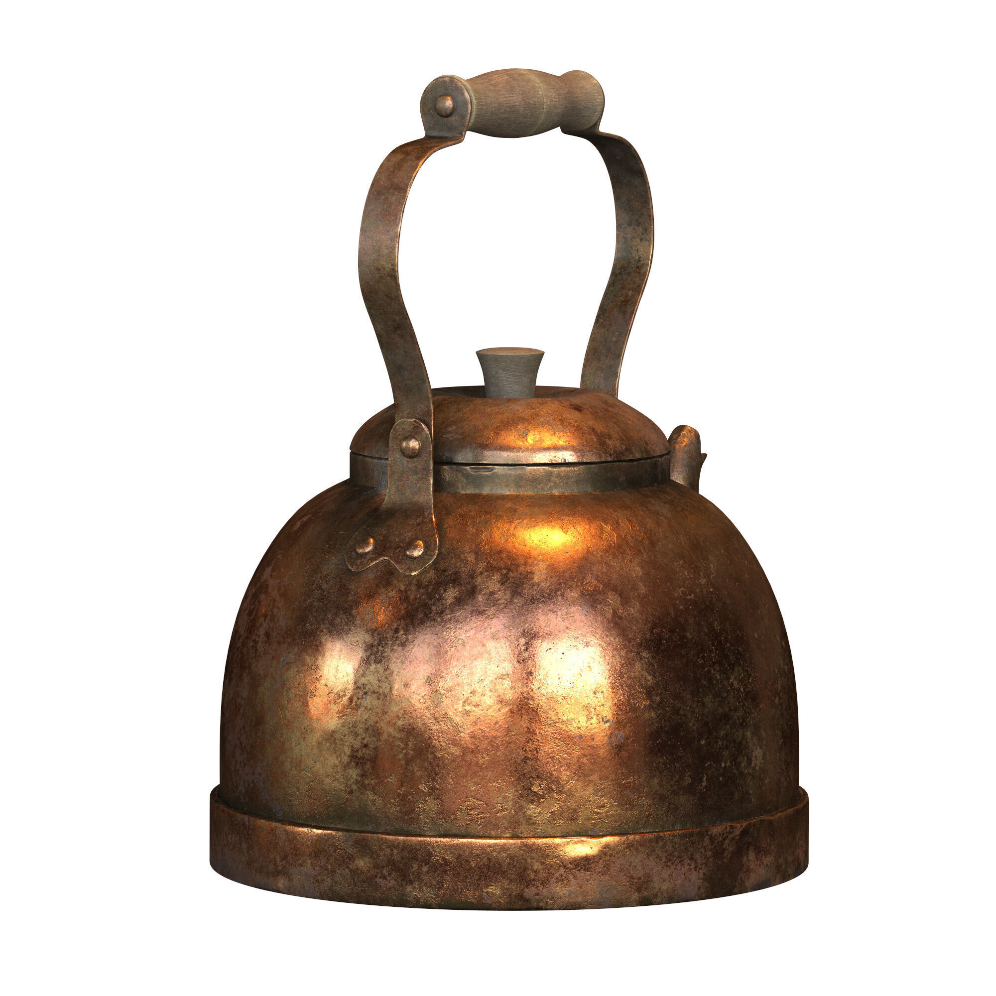 Old brass teapot 3D model_4