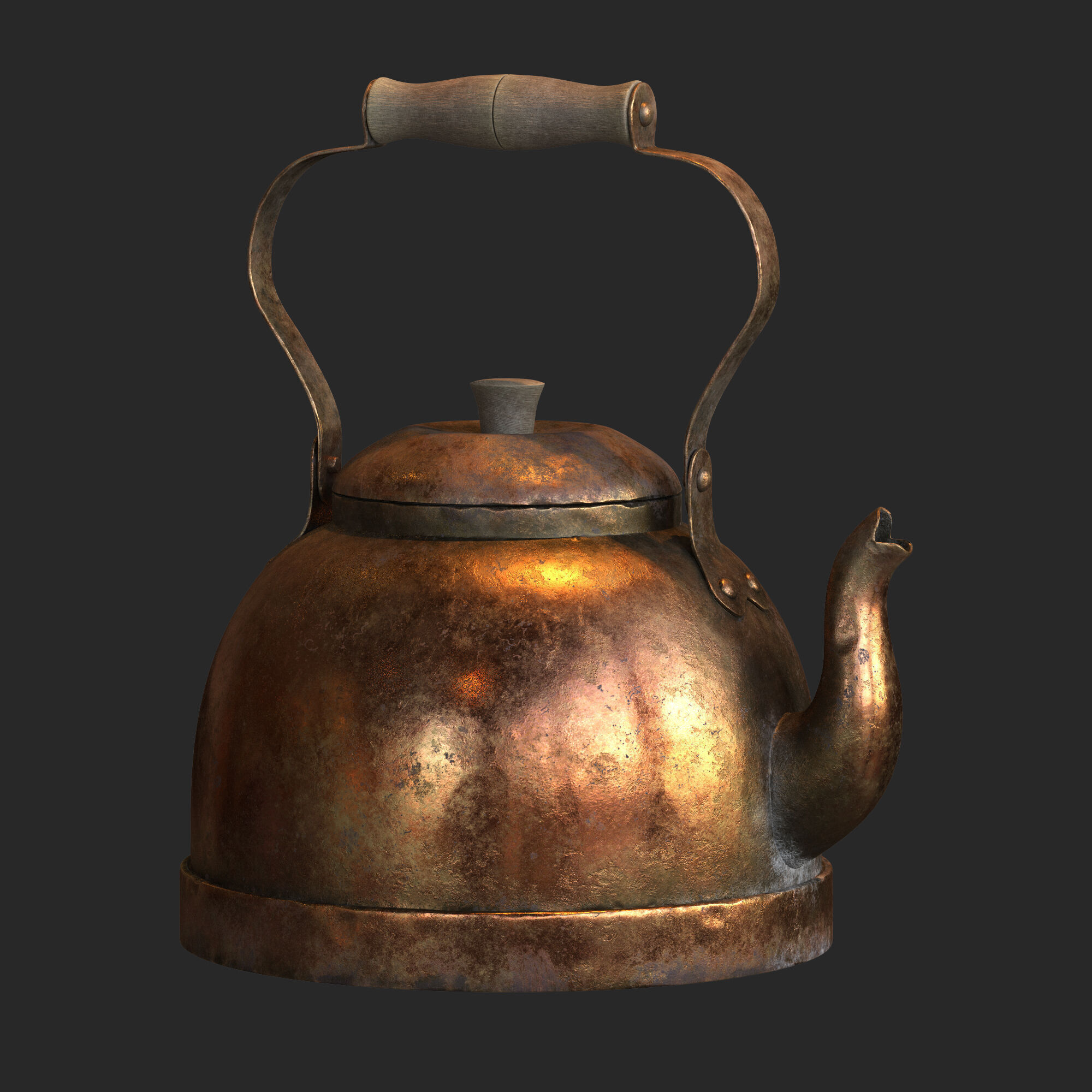 Old brass teapot 3D model_11