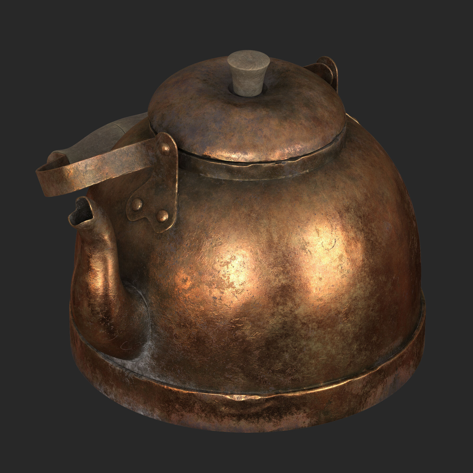 Old brass teapot 3D model_6
