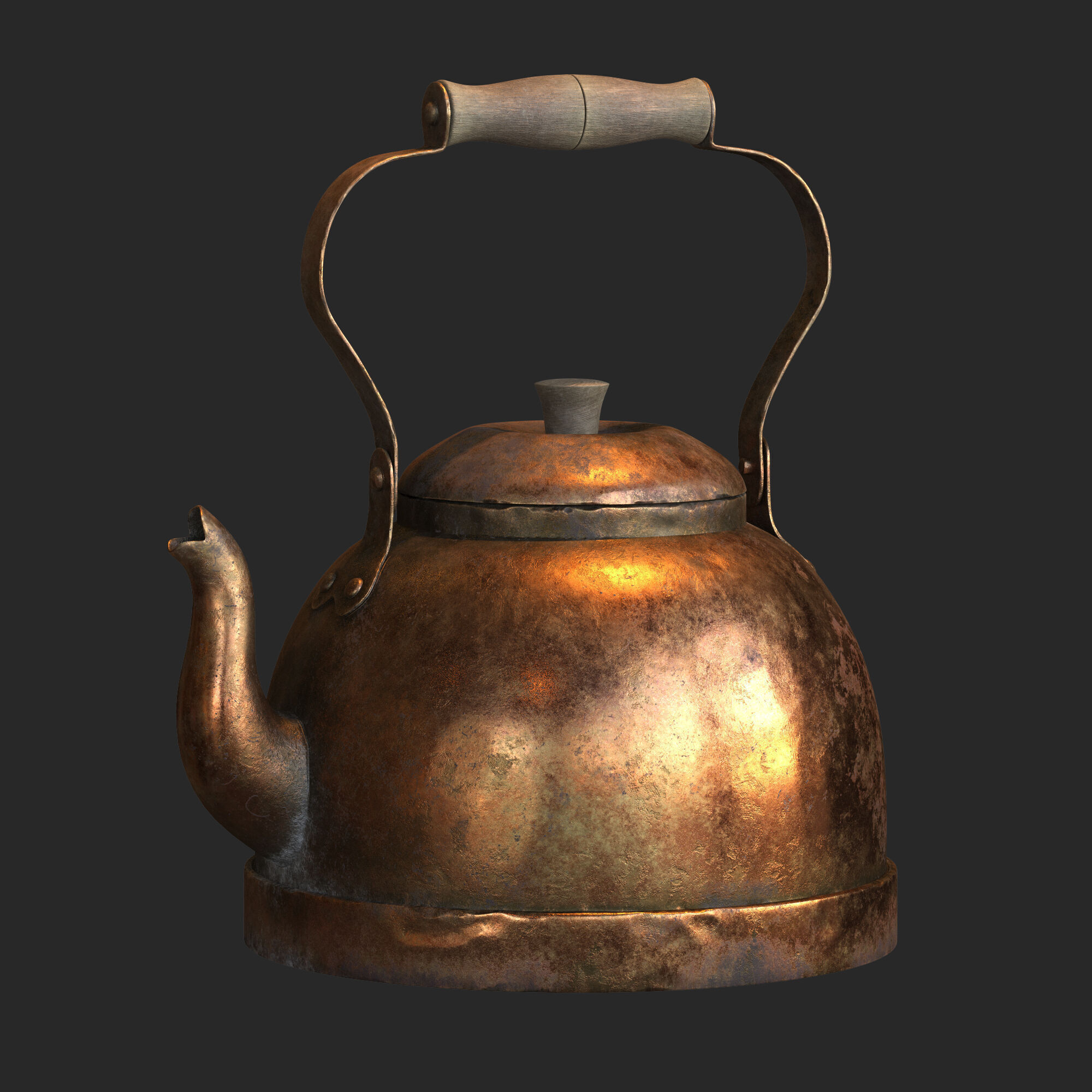 Old brass teapot 3D model_10