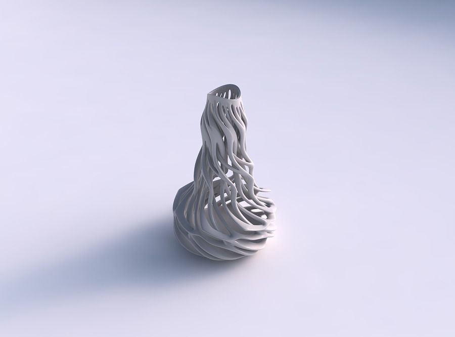 Vase flared with twisted branches twisted and streched top 3D print model_0