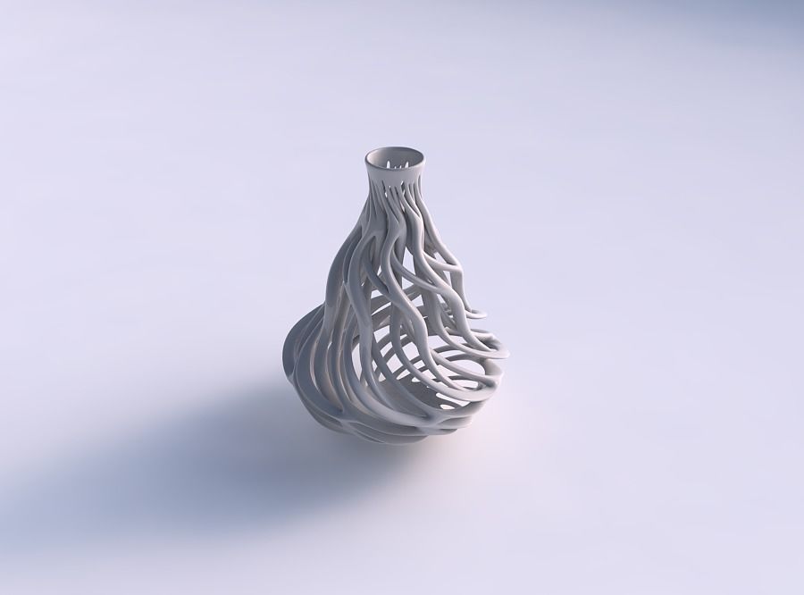 Vase flared curved with twisted branches wide middle 3D print model_0