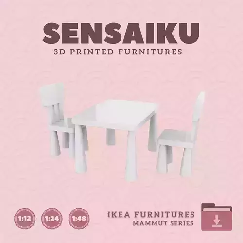 MAMMUT Childrens Table and Chairs Dollhouse - IKEA 3D Print