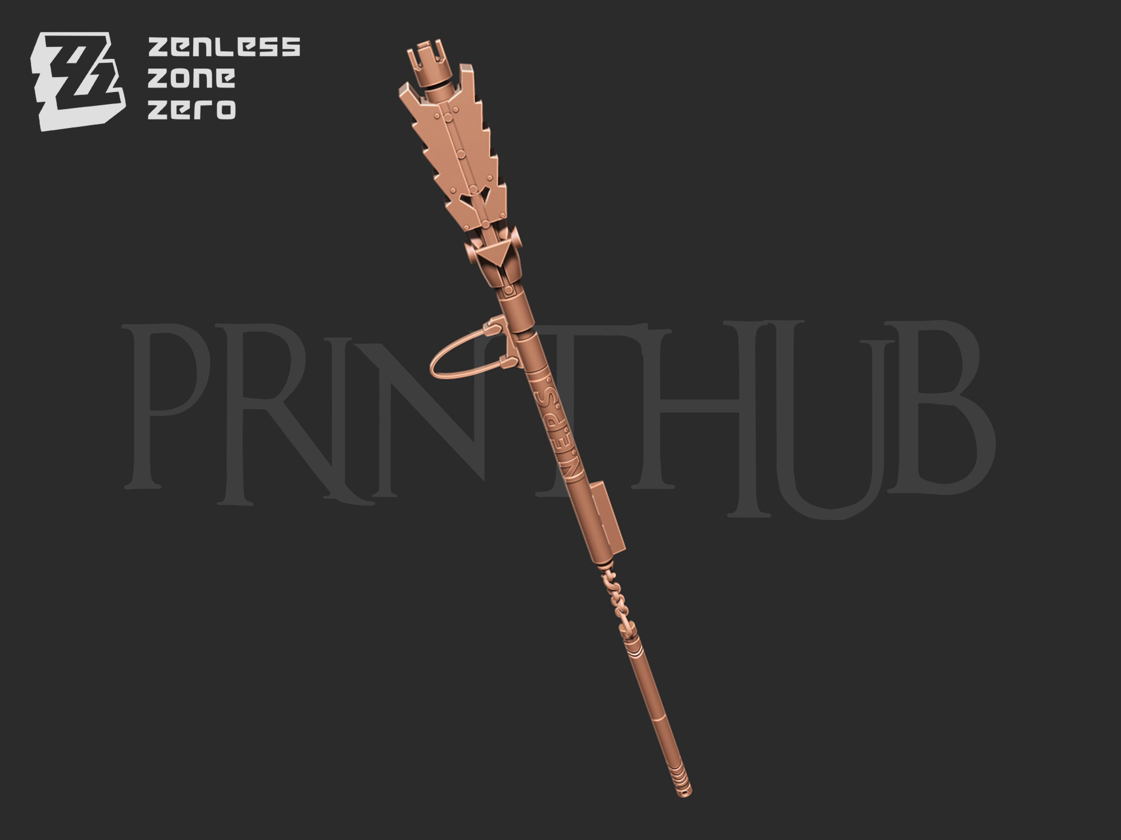 Zenless zone zero Qingyi three section staff for cosplay 3D print model_9