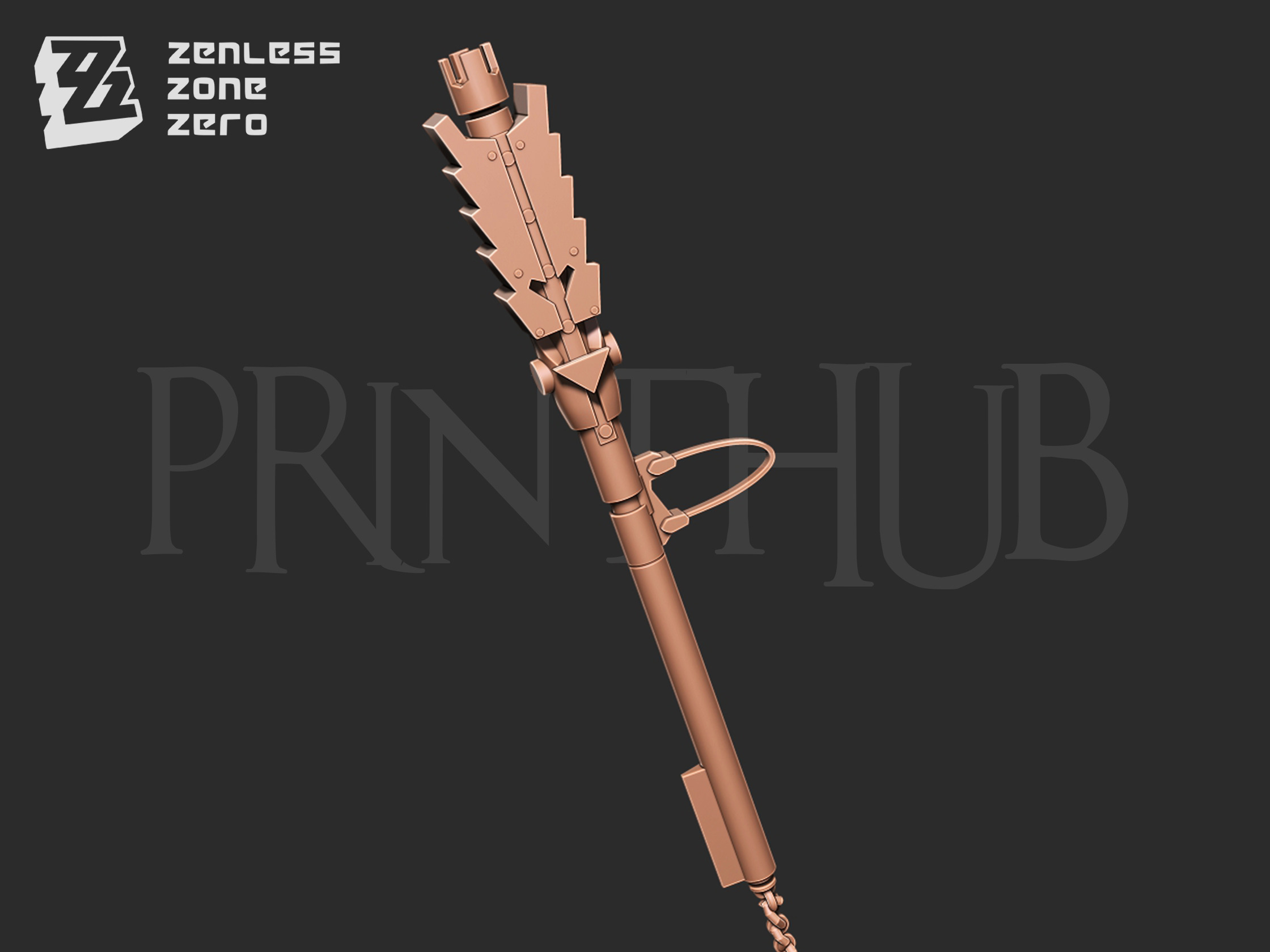 Zenless zone zero Qingyi three section staff for cosplay 3D print model_4