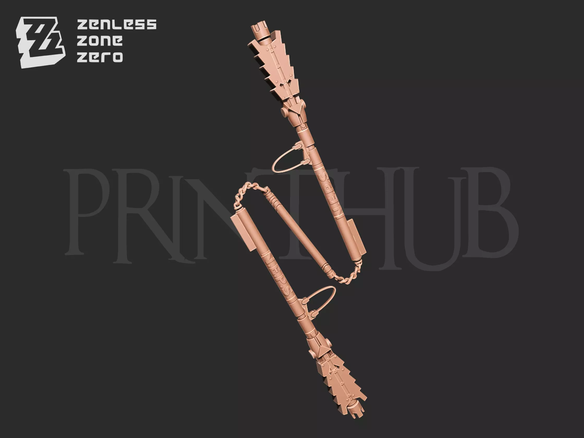 Zenless zone zero Qingyi three section staff for cosplay 3D print model_0