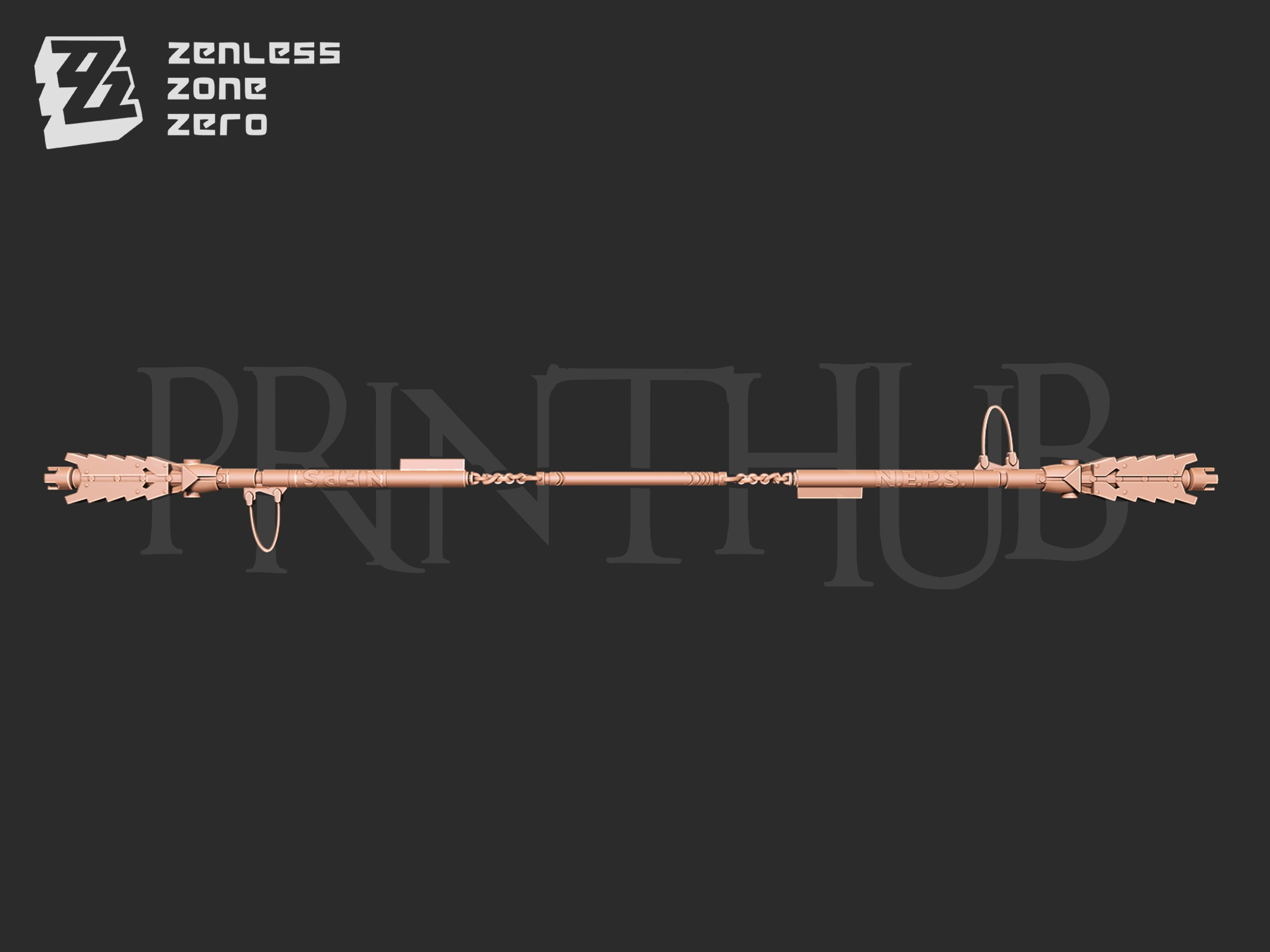 Zenless zone zero Qingyi three section staff for cosplay 3D print model_8