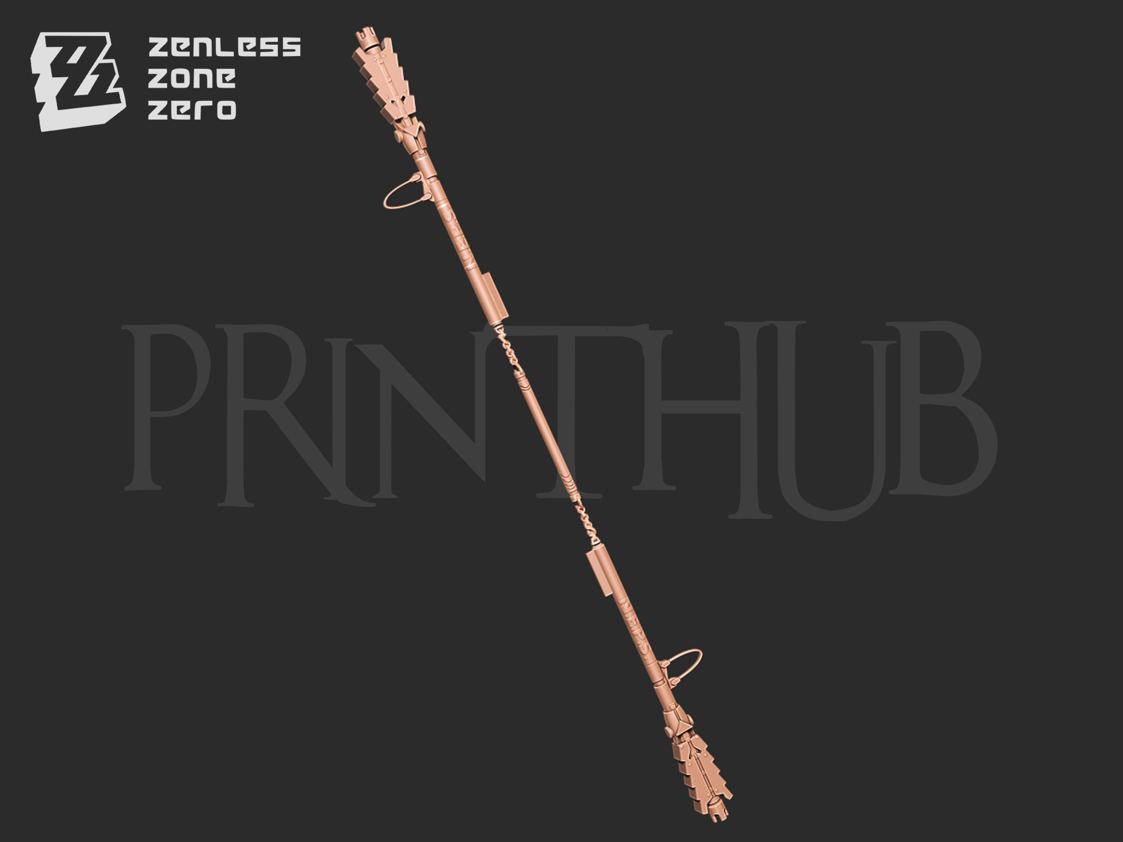 Zenless zone zero Qingyi three section staff for cosplay 3D print model_7