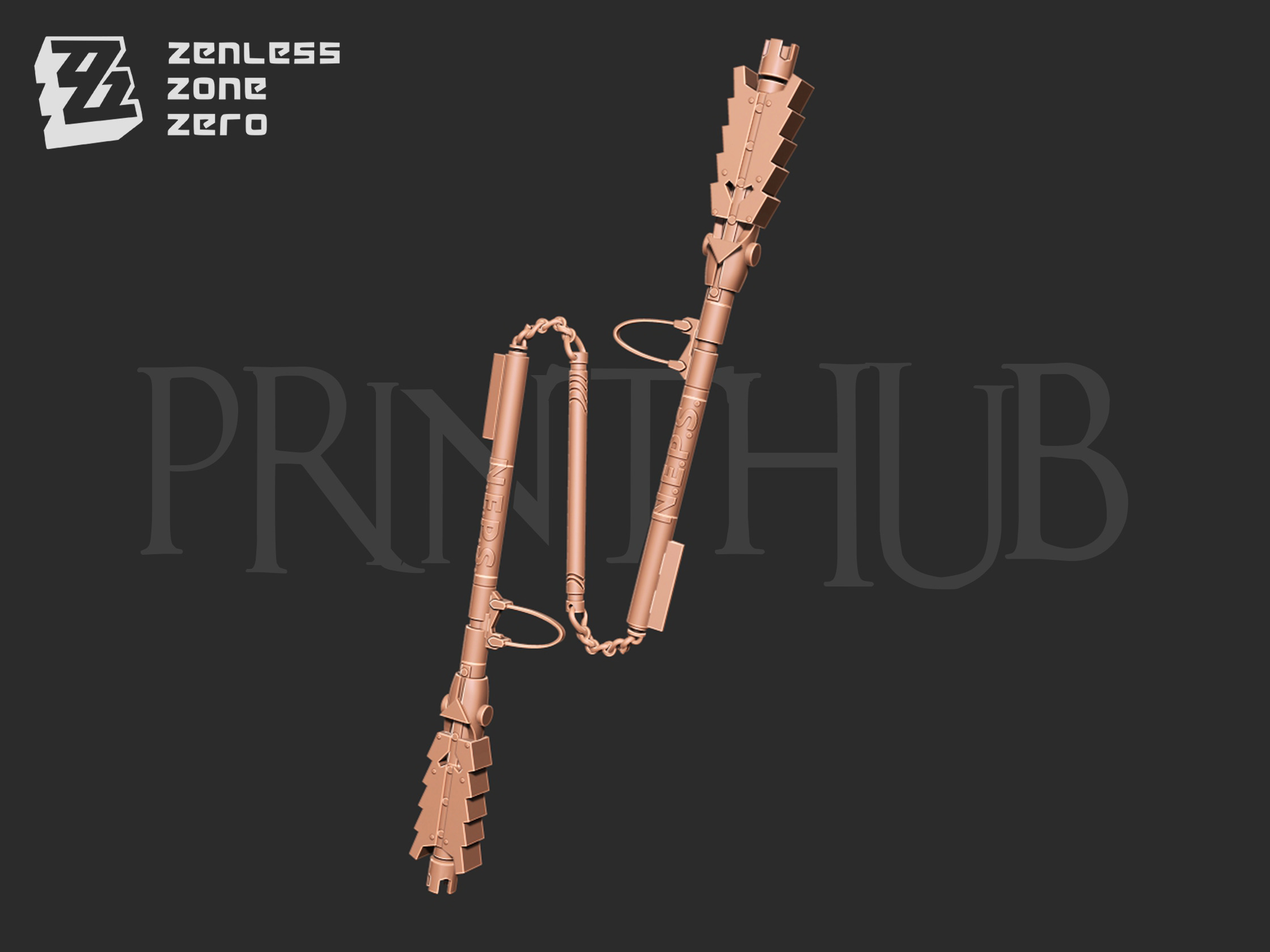 Zenless zone zero Qingyi three section staff for cosplay 3D print model_1