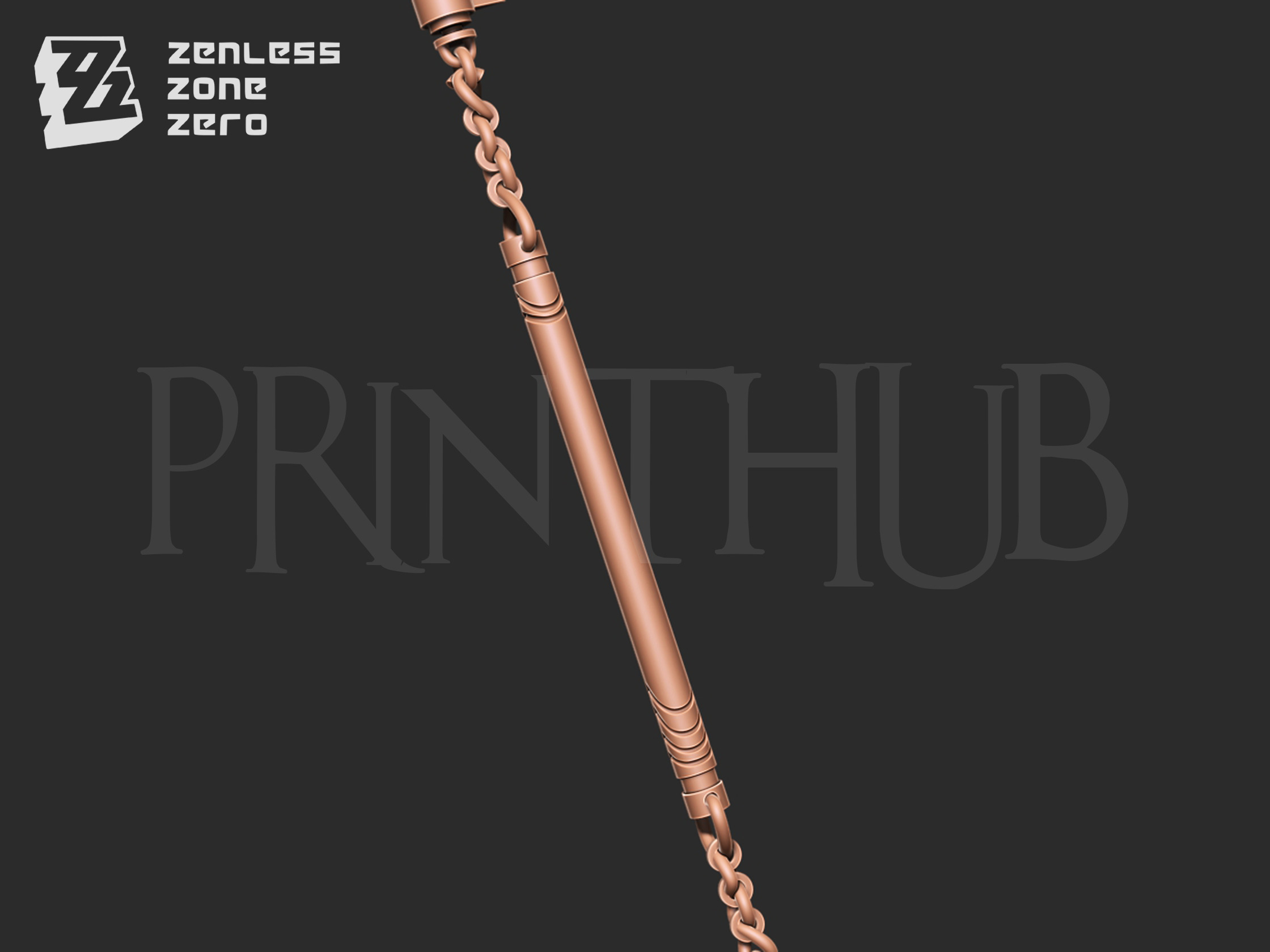 Zenless zone zero Qingyi three section staff for cosplay 3D print model_5