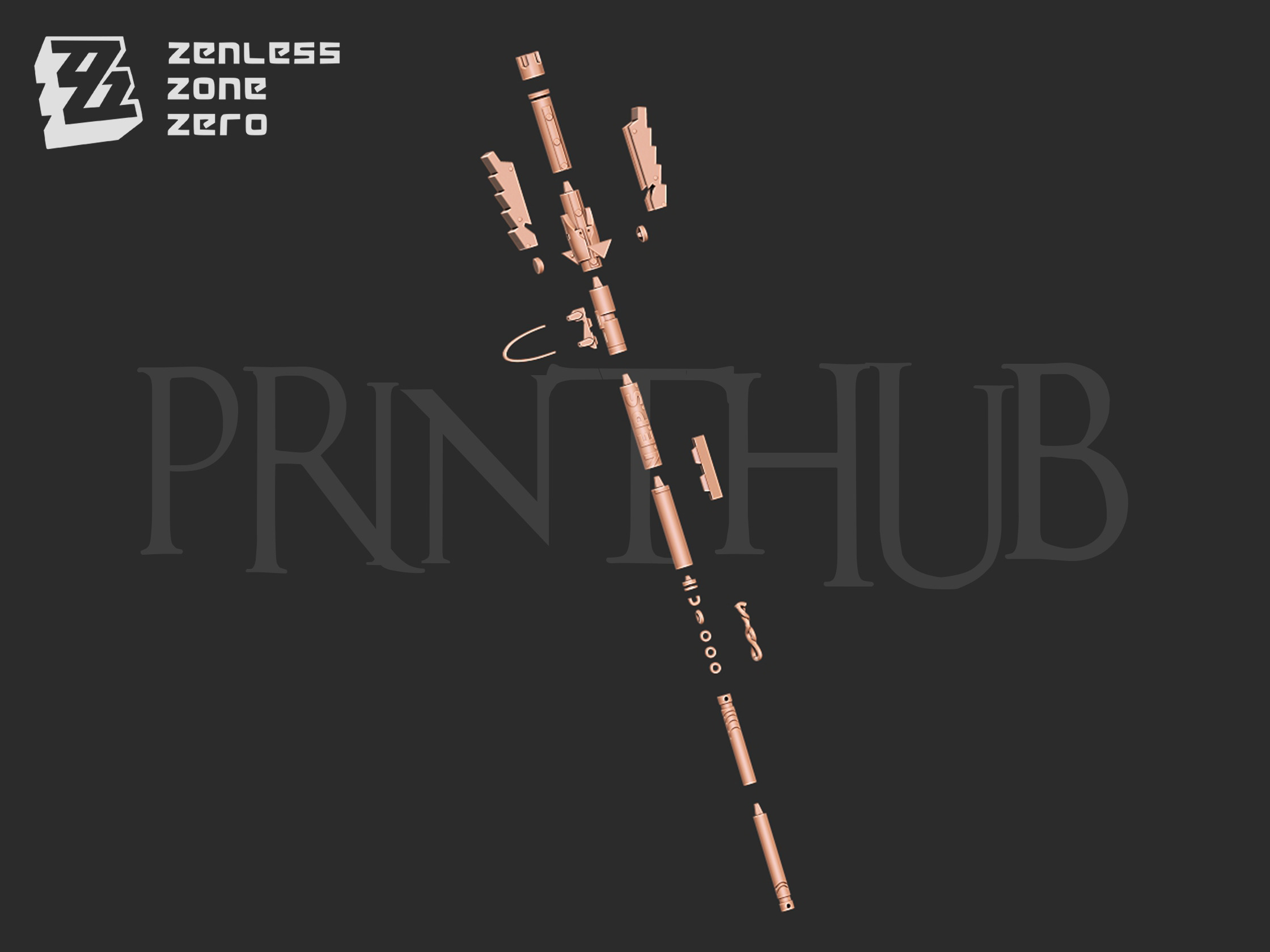 Zenless zone zero Qingyi three section staff for cosplay 3D print model_10